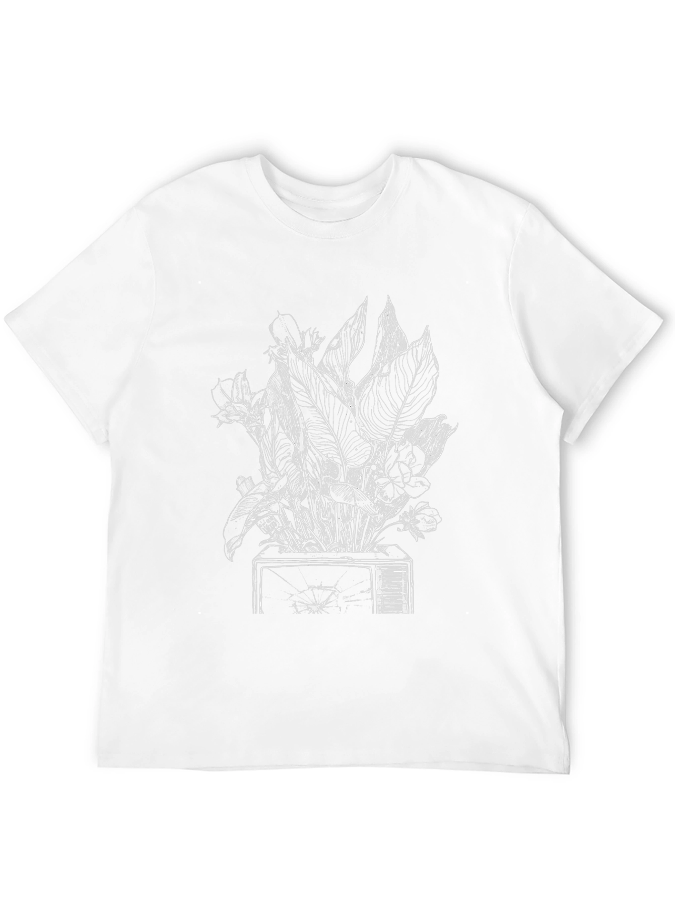 Broken TV Flowers Graphic Tee - Black Cotton T-Shirt