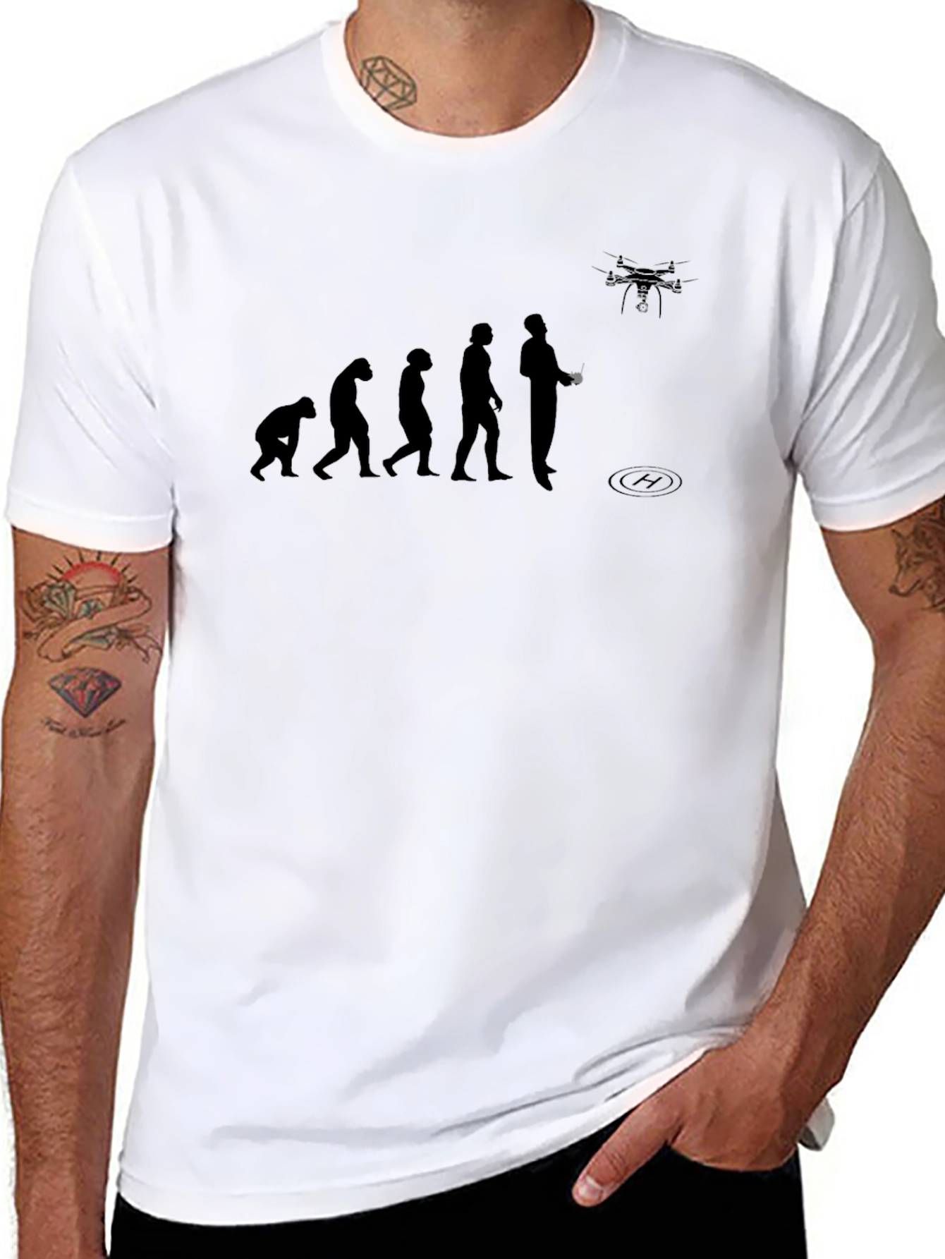 Drone Evolution Graphic T-Shirt - Black