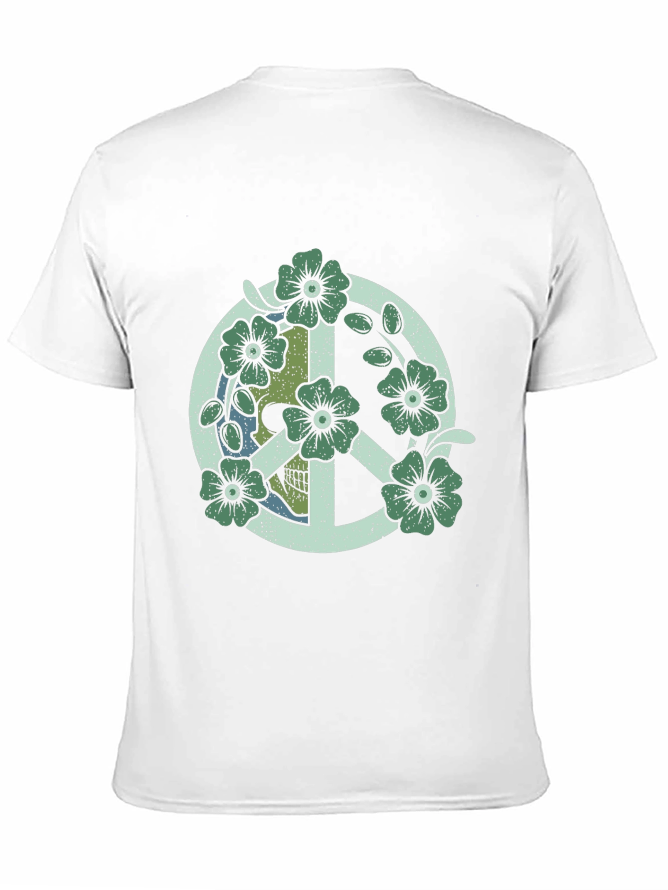 Skull Flower Peace Sign Black Graphic Tee