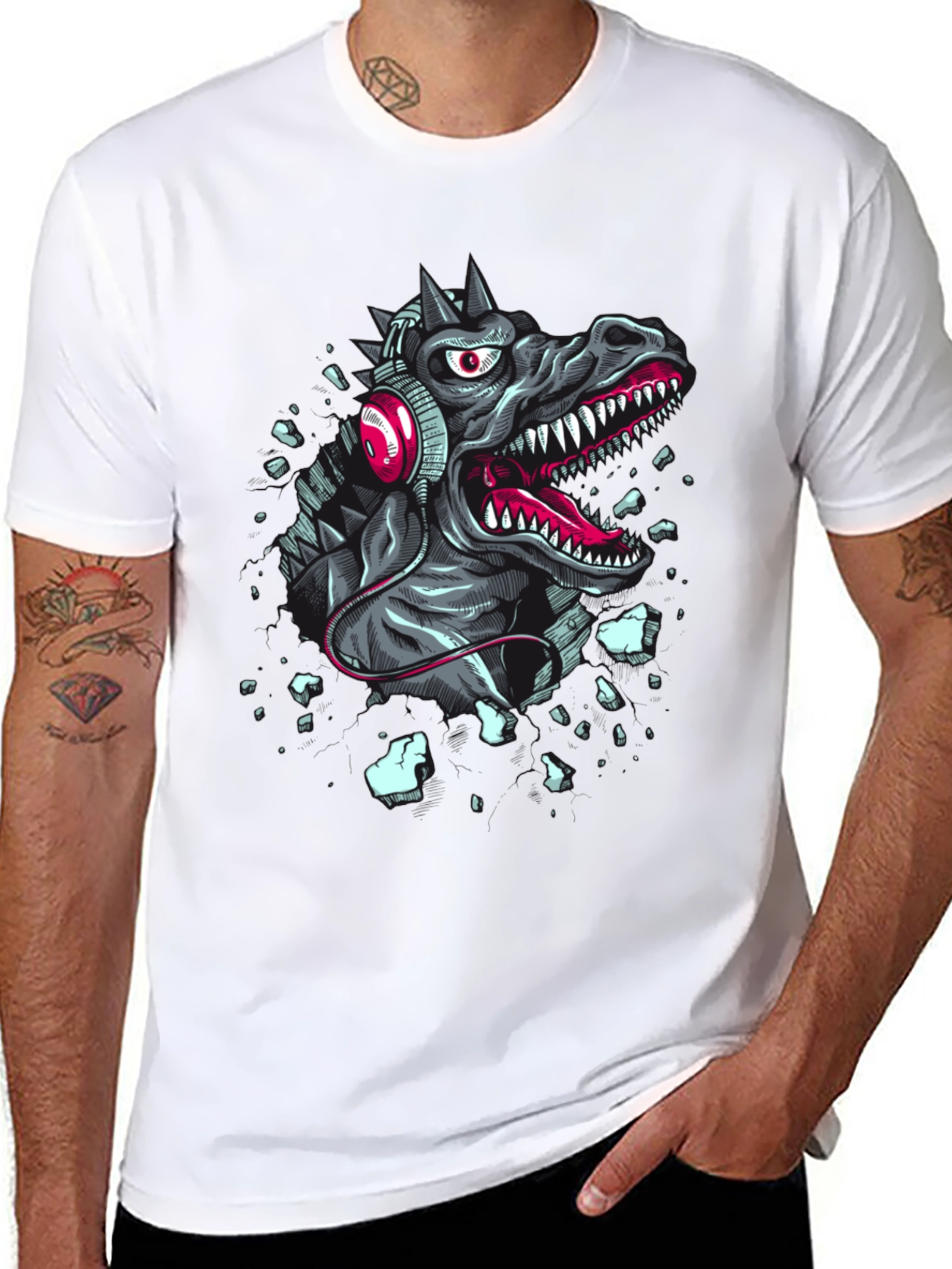 Godzilla Headphone T-Shirt - Black Cotton Tee