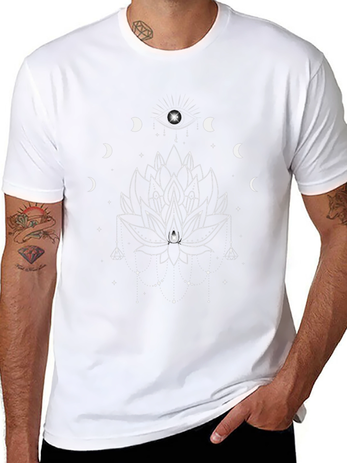 Mystic Lotus T-Shirt - Lunar Phases Design