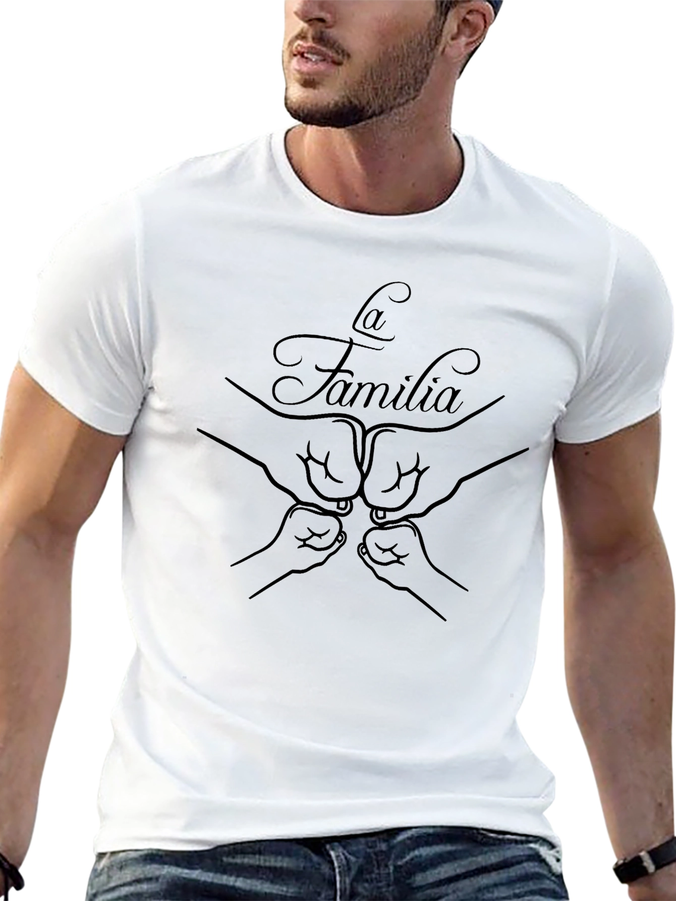 La Familia Black T-Shirt - Family Fist Bump Design