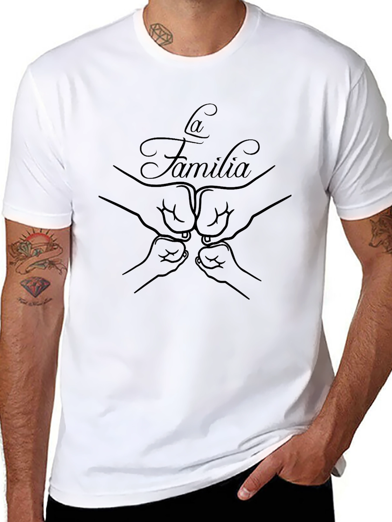 La Familia Black T-Shirt - Family Fist Bump Design