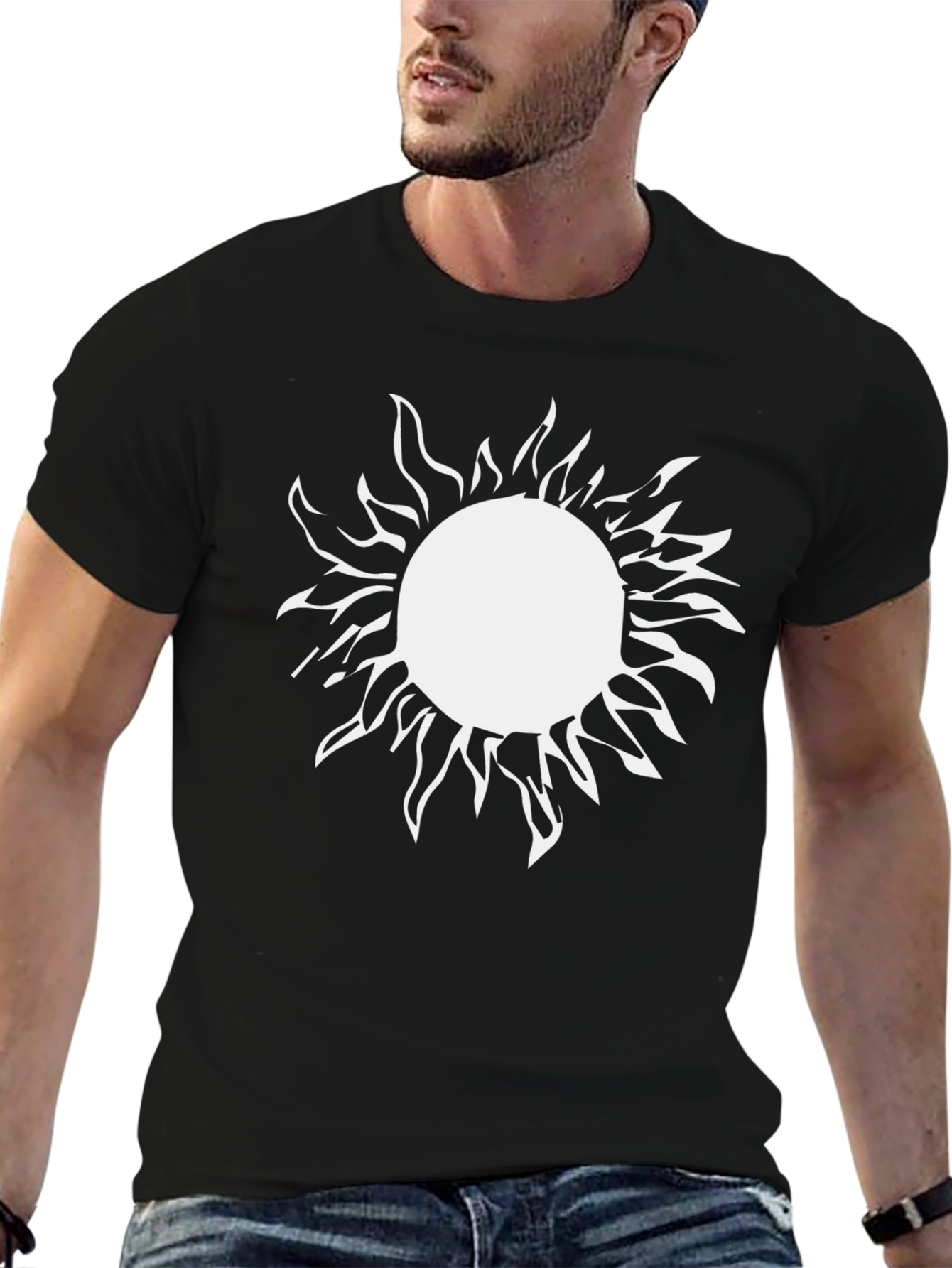 Sun Graphic Black T-Shirt - Unique Design