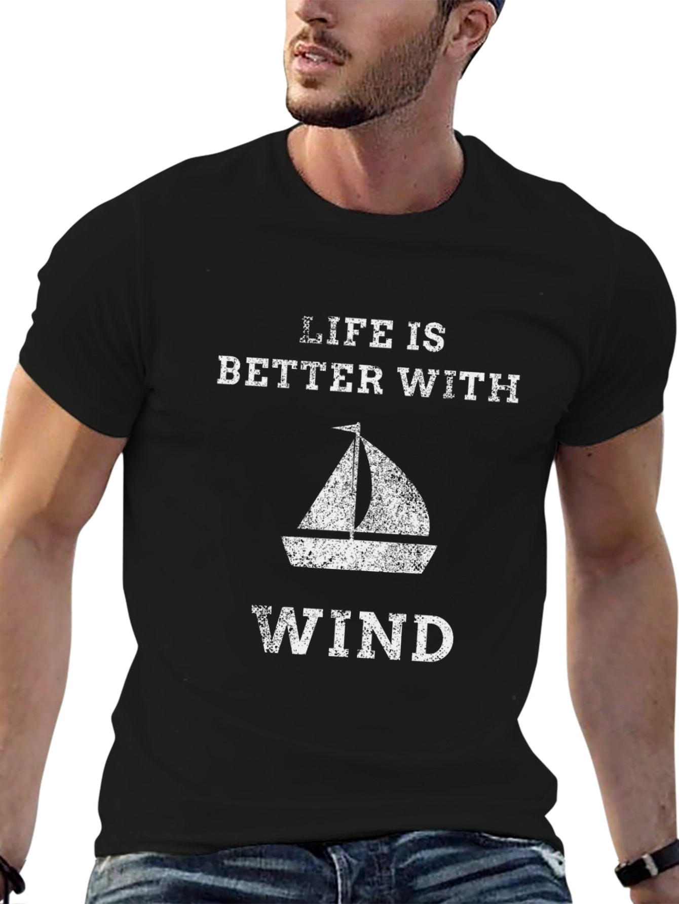 Life is Better With Wind Sailboat Graphic T-Shirt