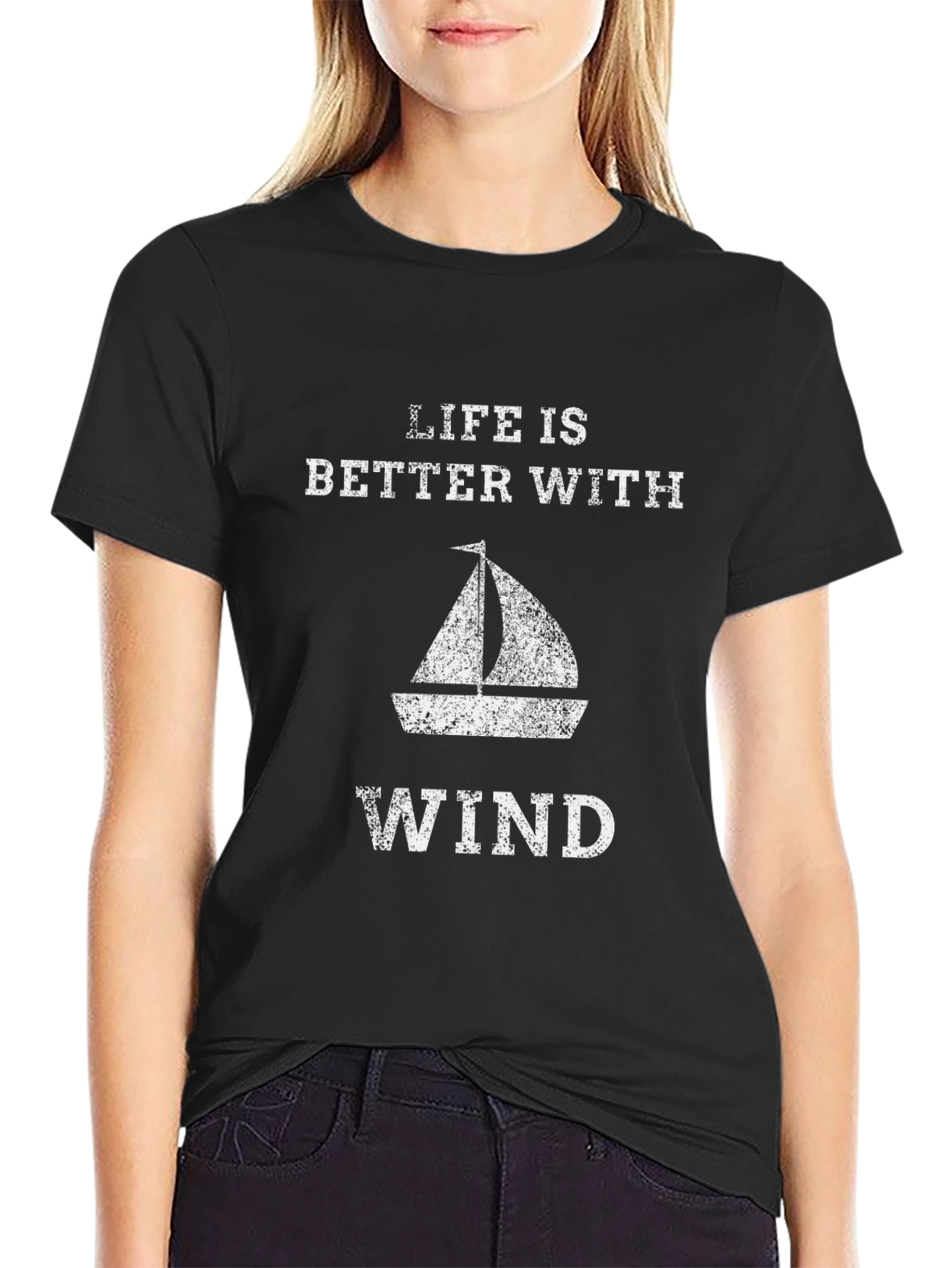 Life is Better With Wind Sailboat Graphic T-Shirt