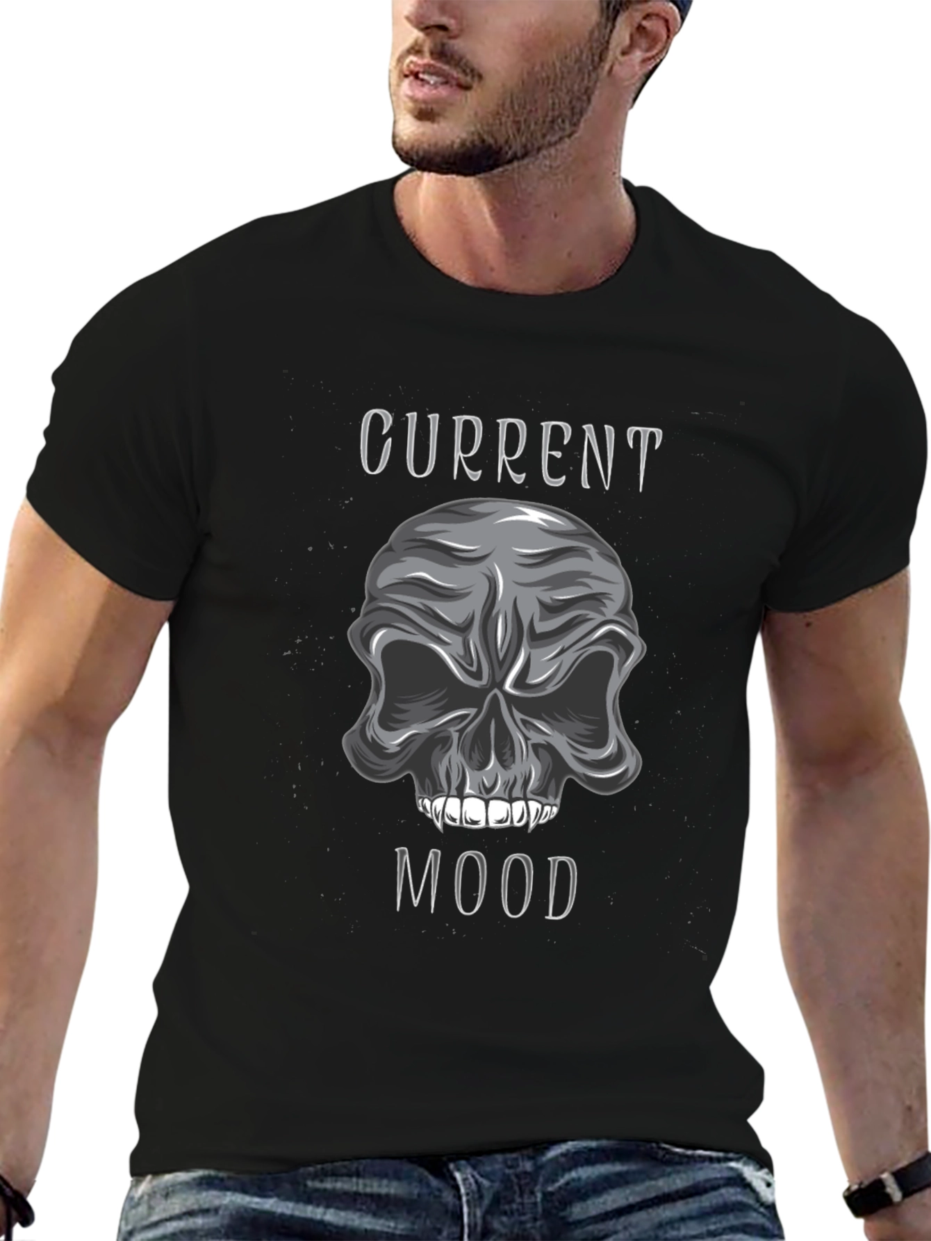 Current Mood Skull Graphic Tee - Mens Black T-Shirt