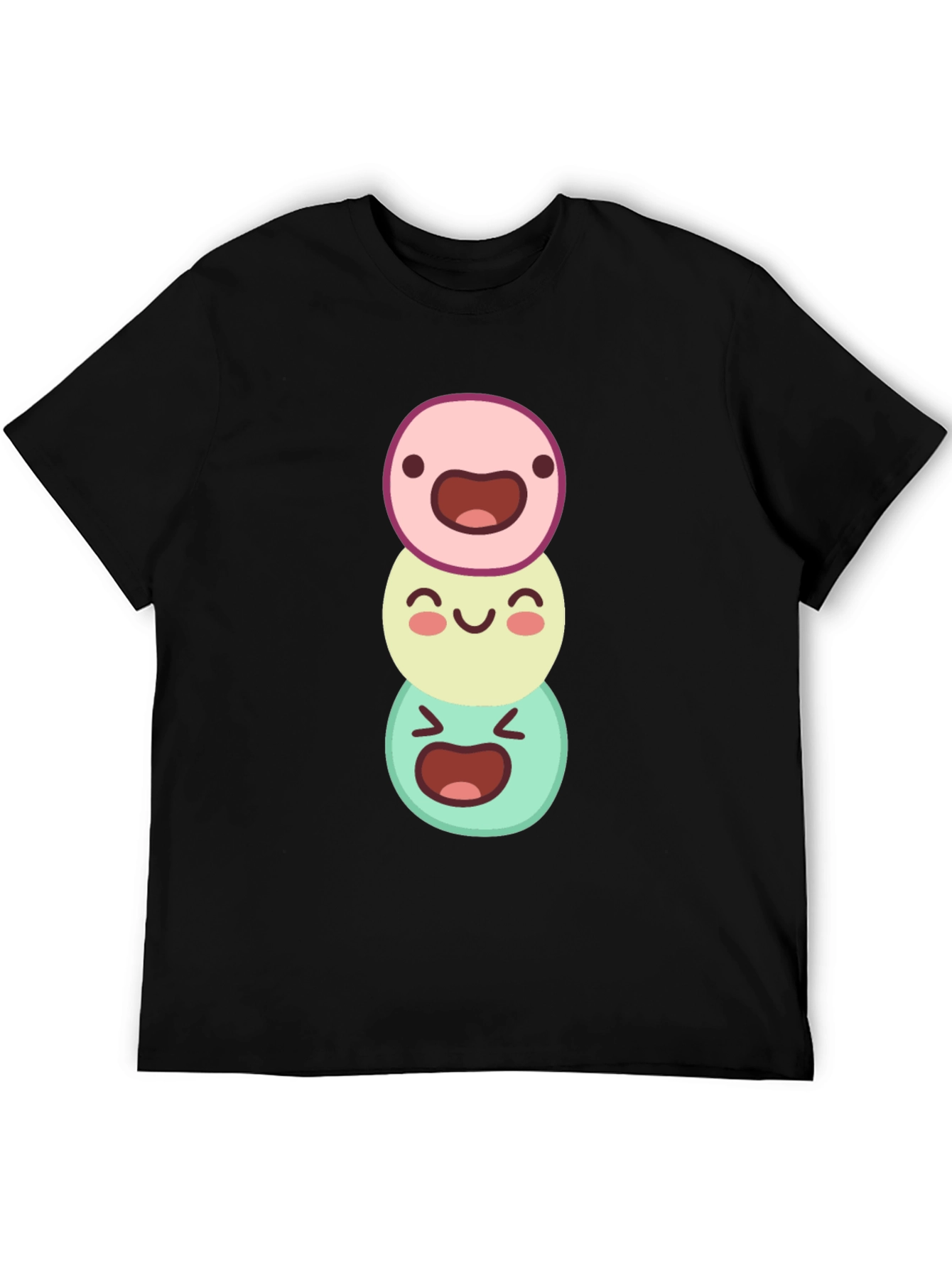 Stacked Smiley Face Graphic Tee - Black Casual Shirt