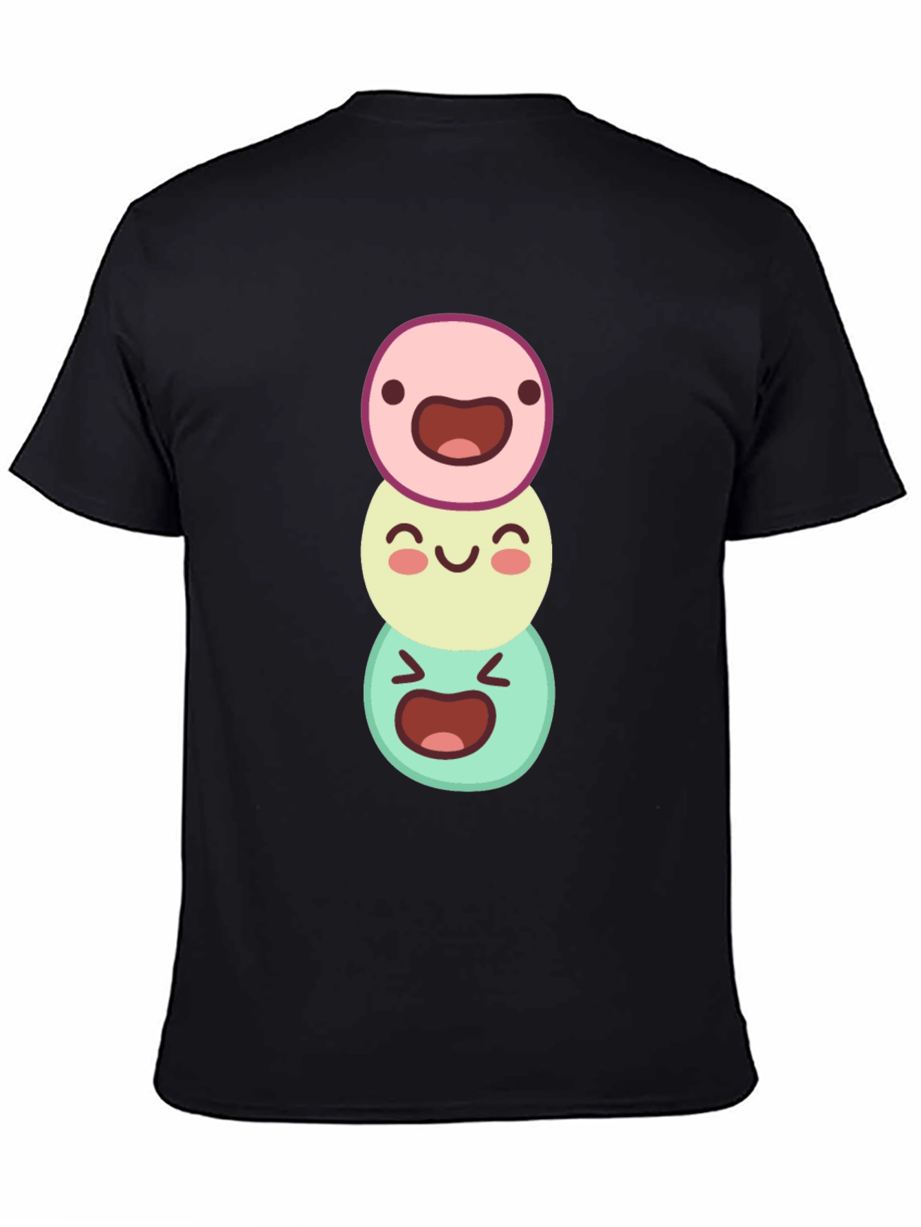 Stacked Smiley Face Graphic Tee - Black Casual Shirt