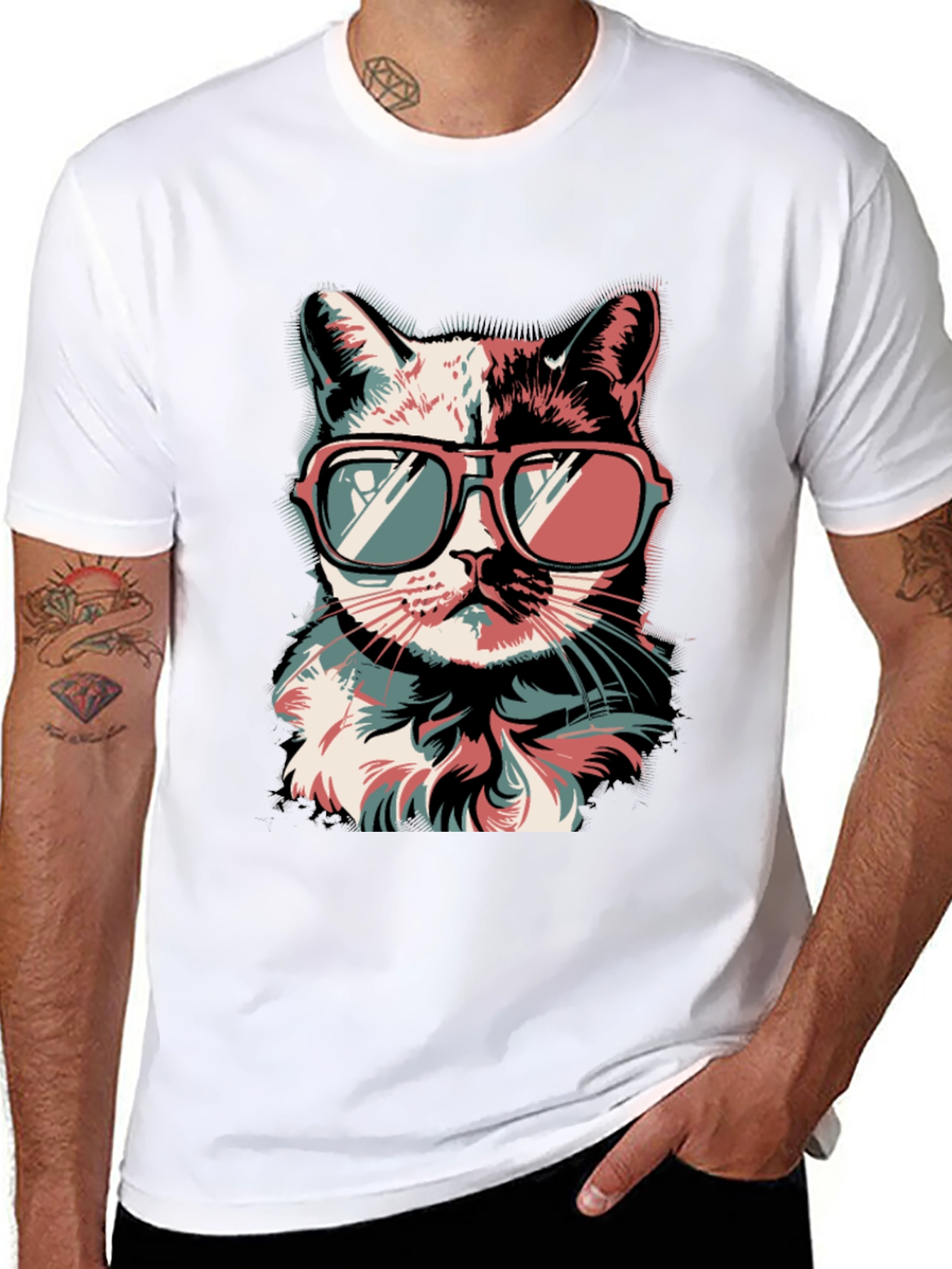 Cool Cat Graphic Tee - Retro Style