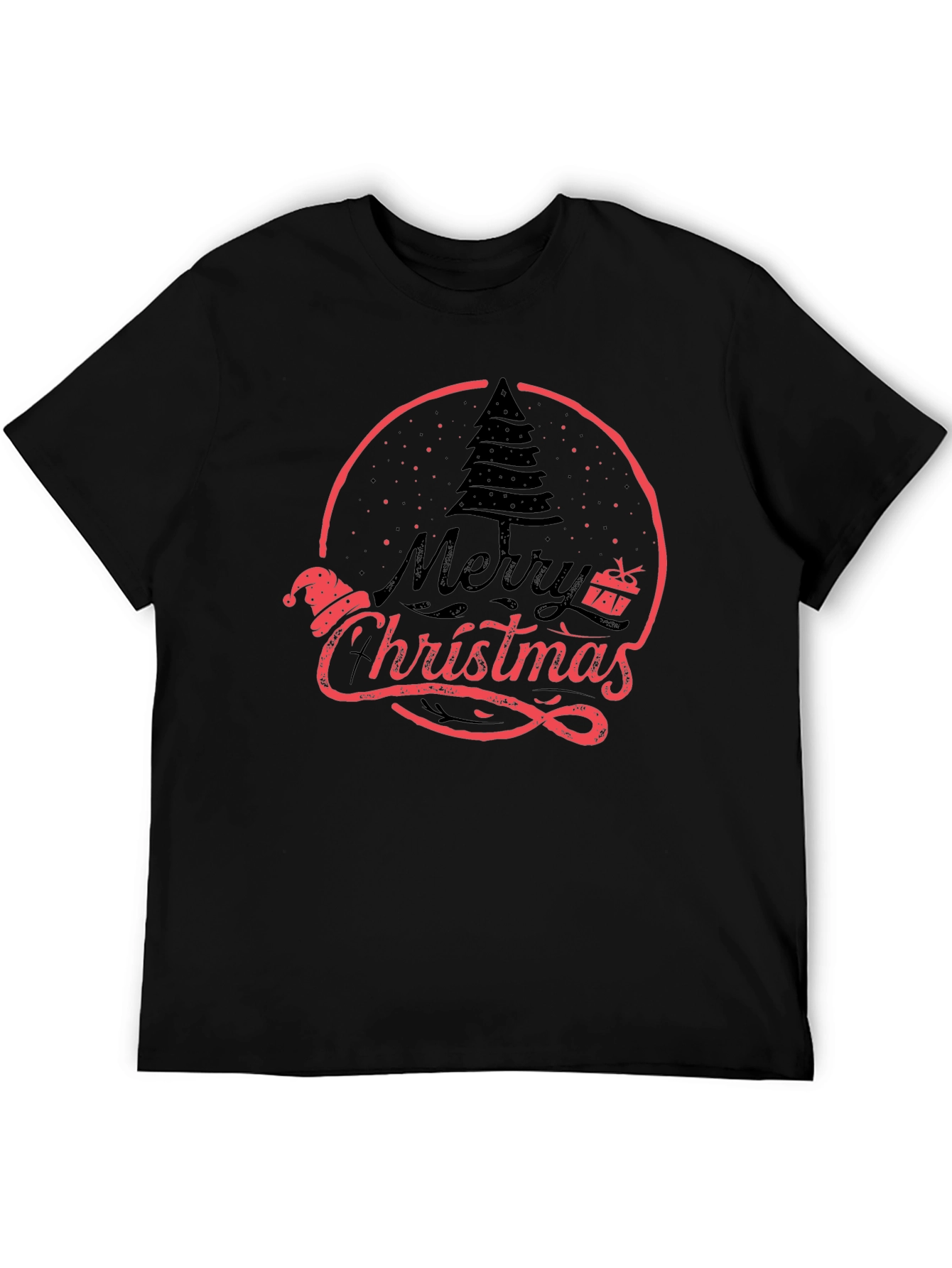 Merry Christmas Graphic Tee Black Holiday Shirt