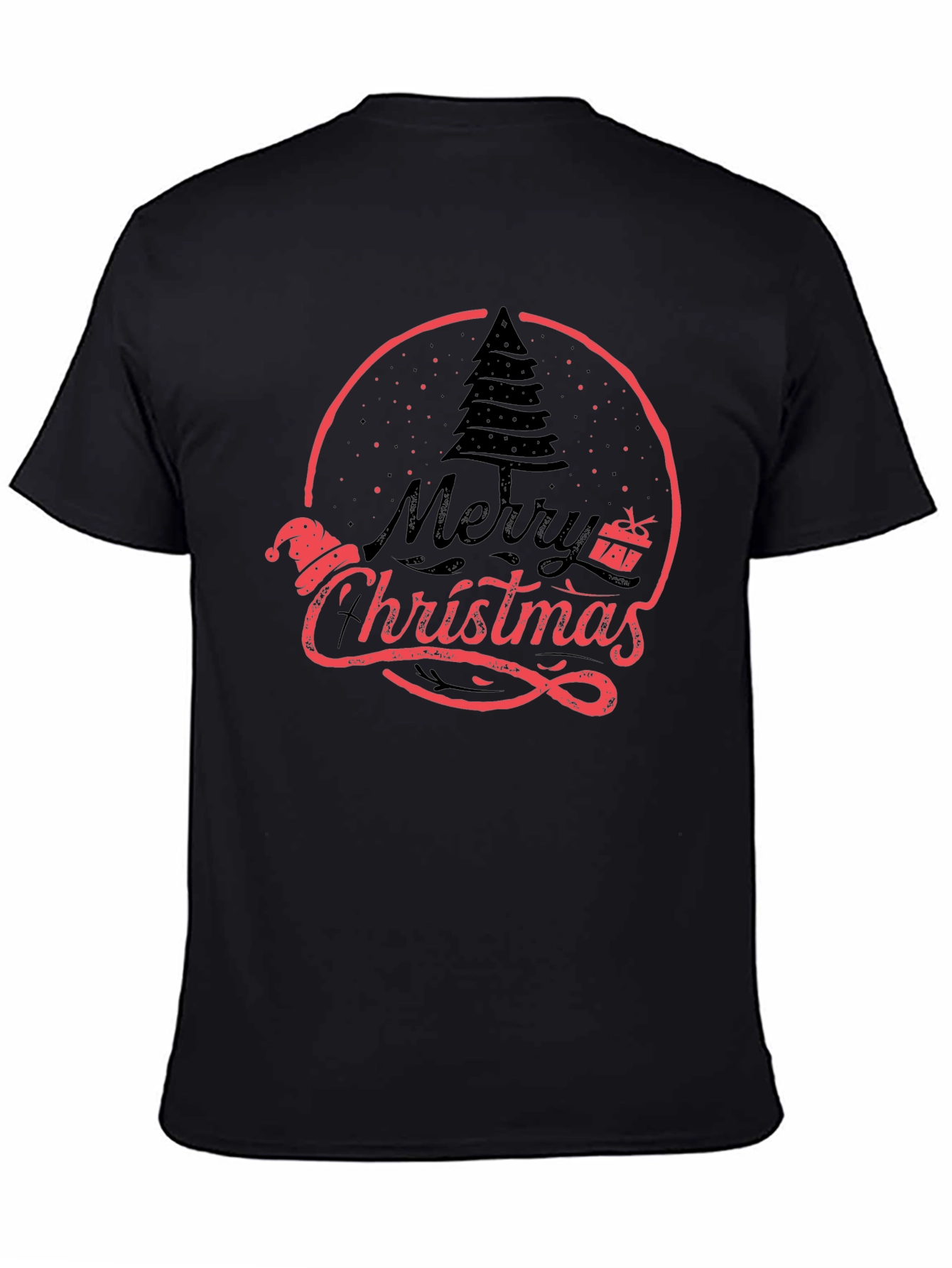 Merry Christmas Graphic Tee Black Holiday Shirt