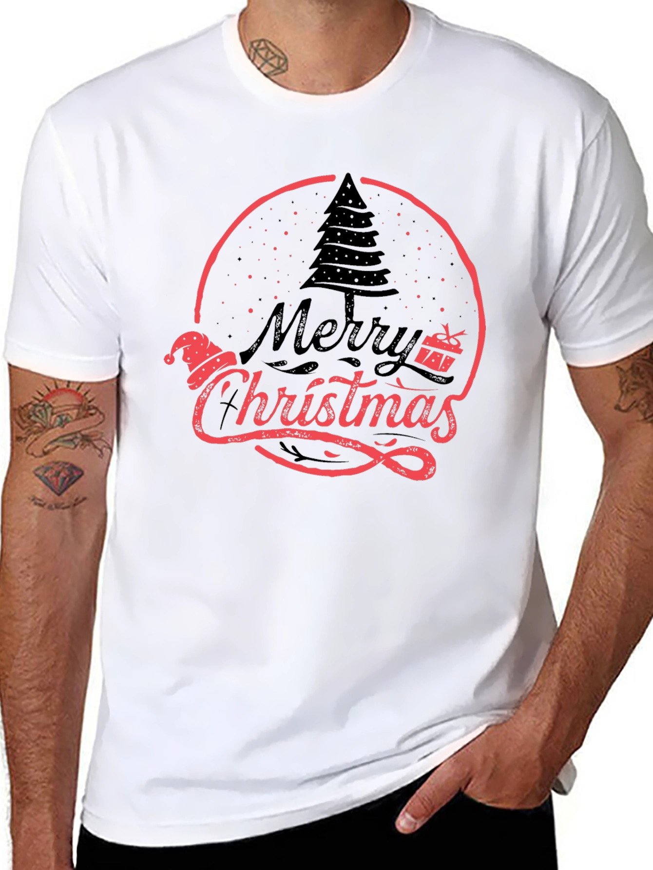 Merry Christmas Graphic Tee Black Holiday Shirt