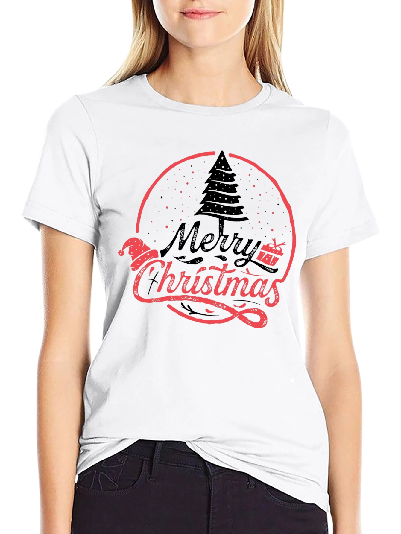 Merry Christmas Graphic Tee Black Holiday Shirt