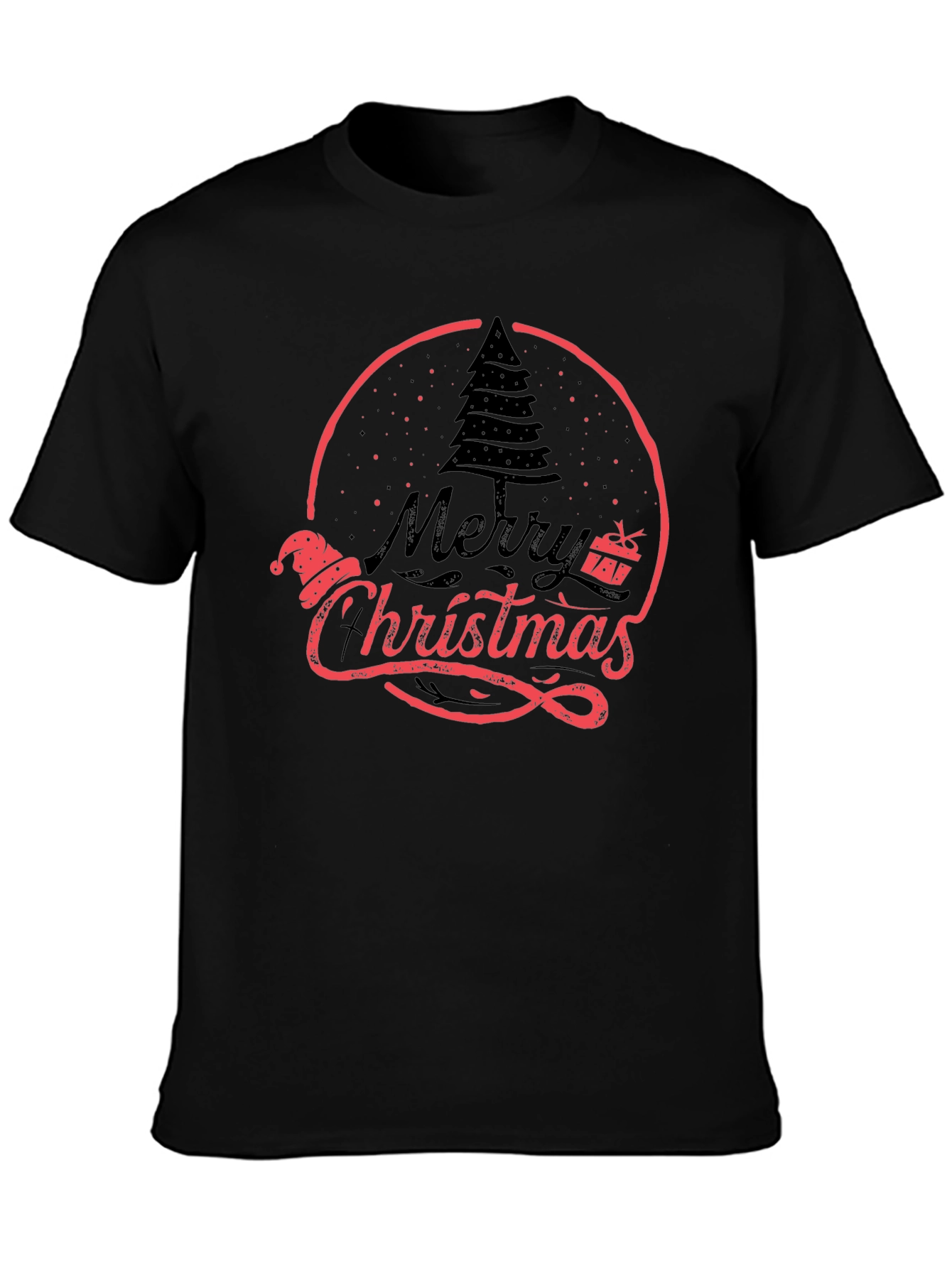 Merry Christmas Graphic Tee Black Holiday Shirt
