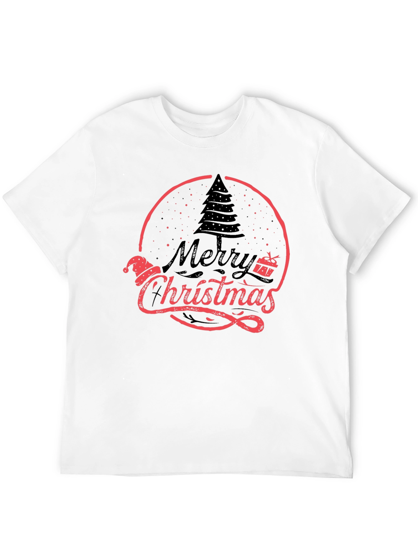 Merry Christmas Graphic Tee Black Holiday Shirt
