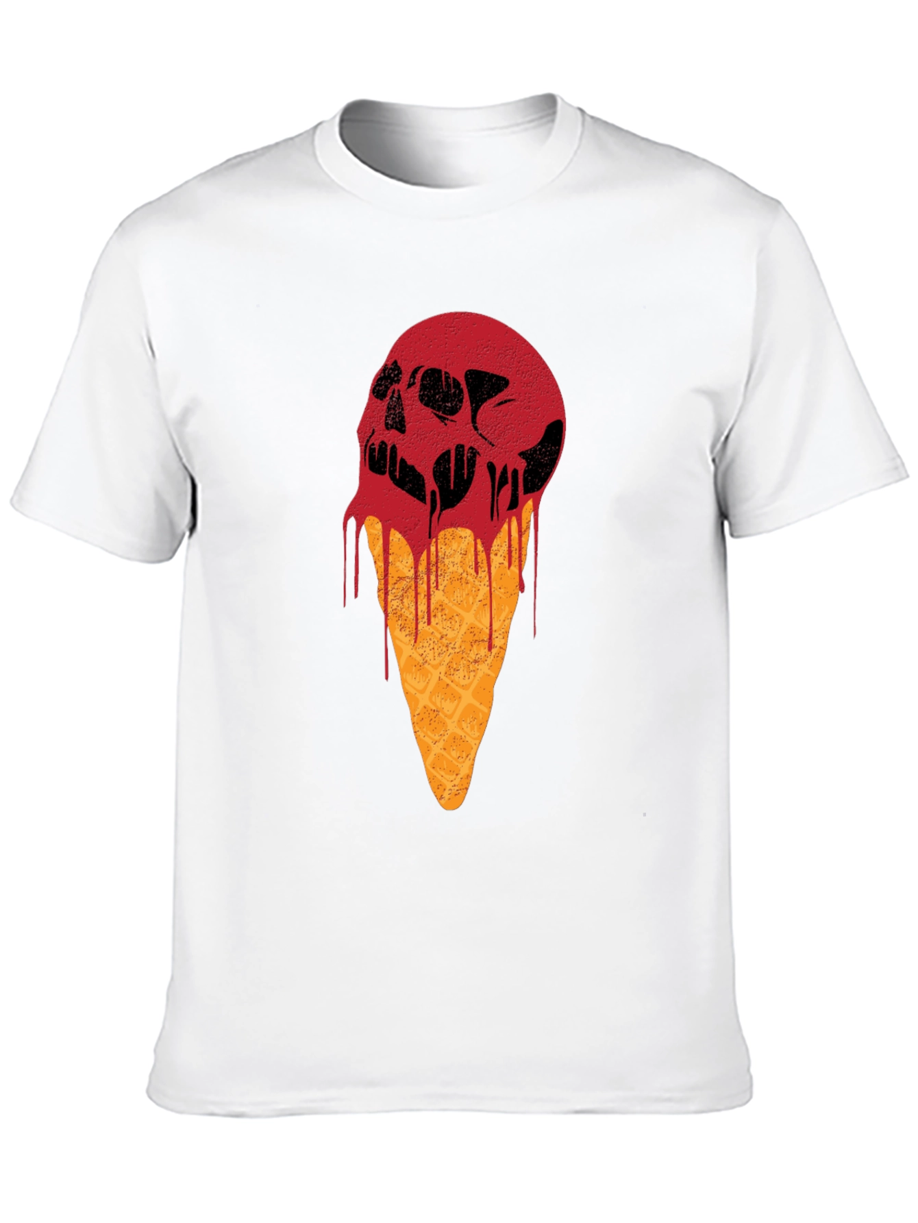 Skull Ice Cream Graphic Tee - Black Cotton T-Shirt