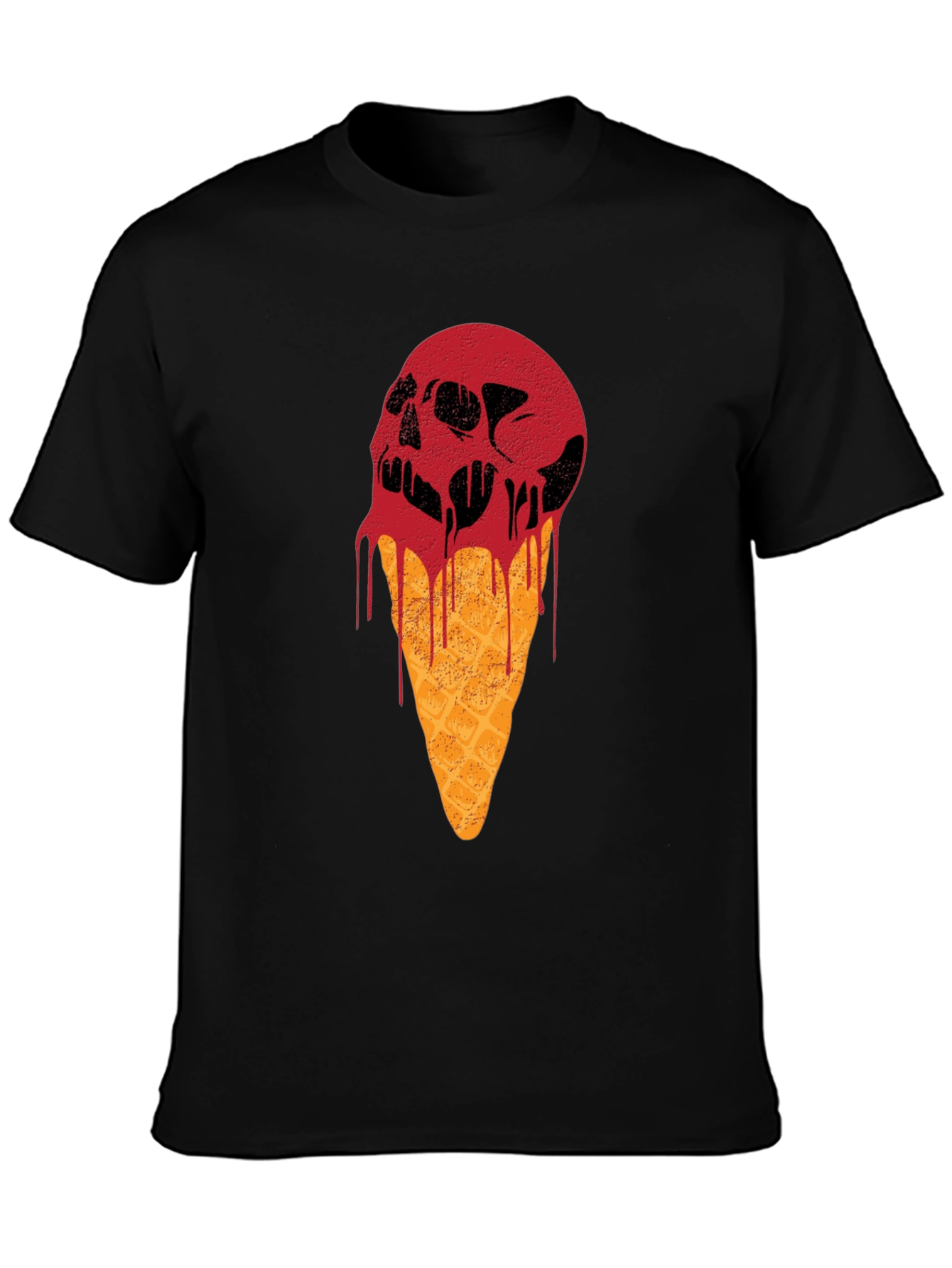 Skull Ice Cream Graphic Tee - Black Cotton T-Shirt