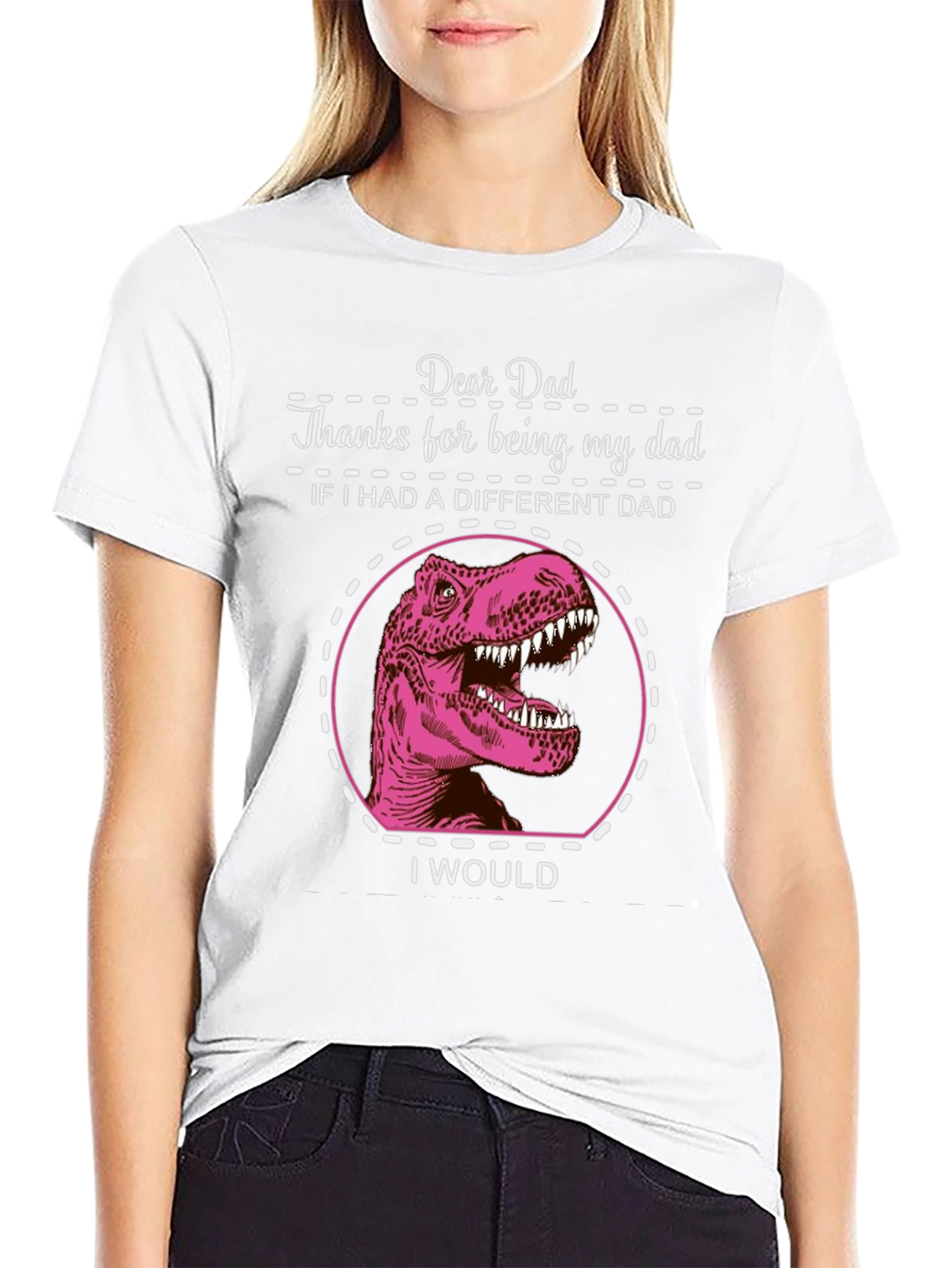 Dear Dad T-Shirt Dinosaur Graphic Tee Fathers Day Gift