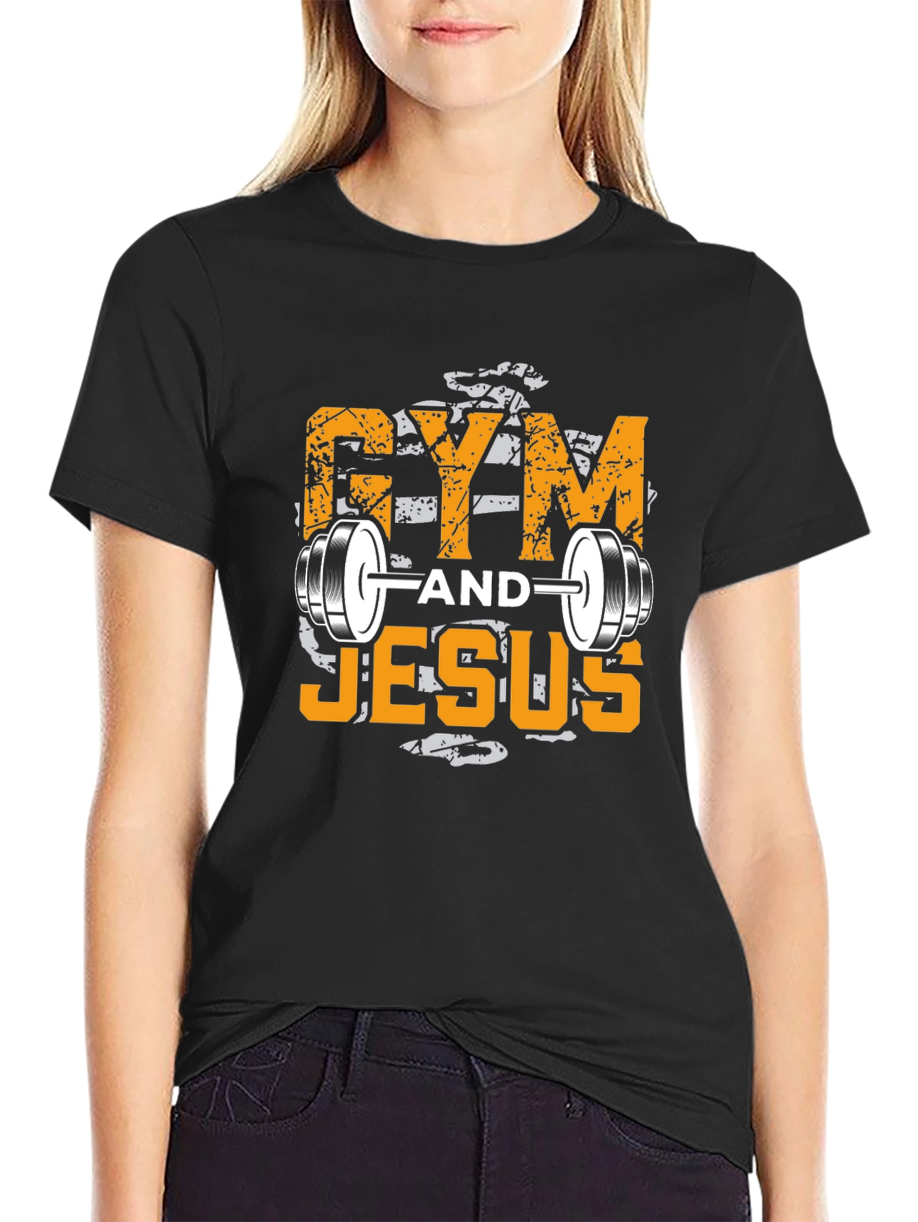 Gym and Jesus Graphic T-Shirt