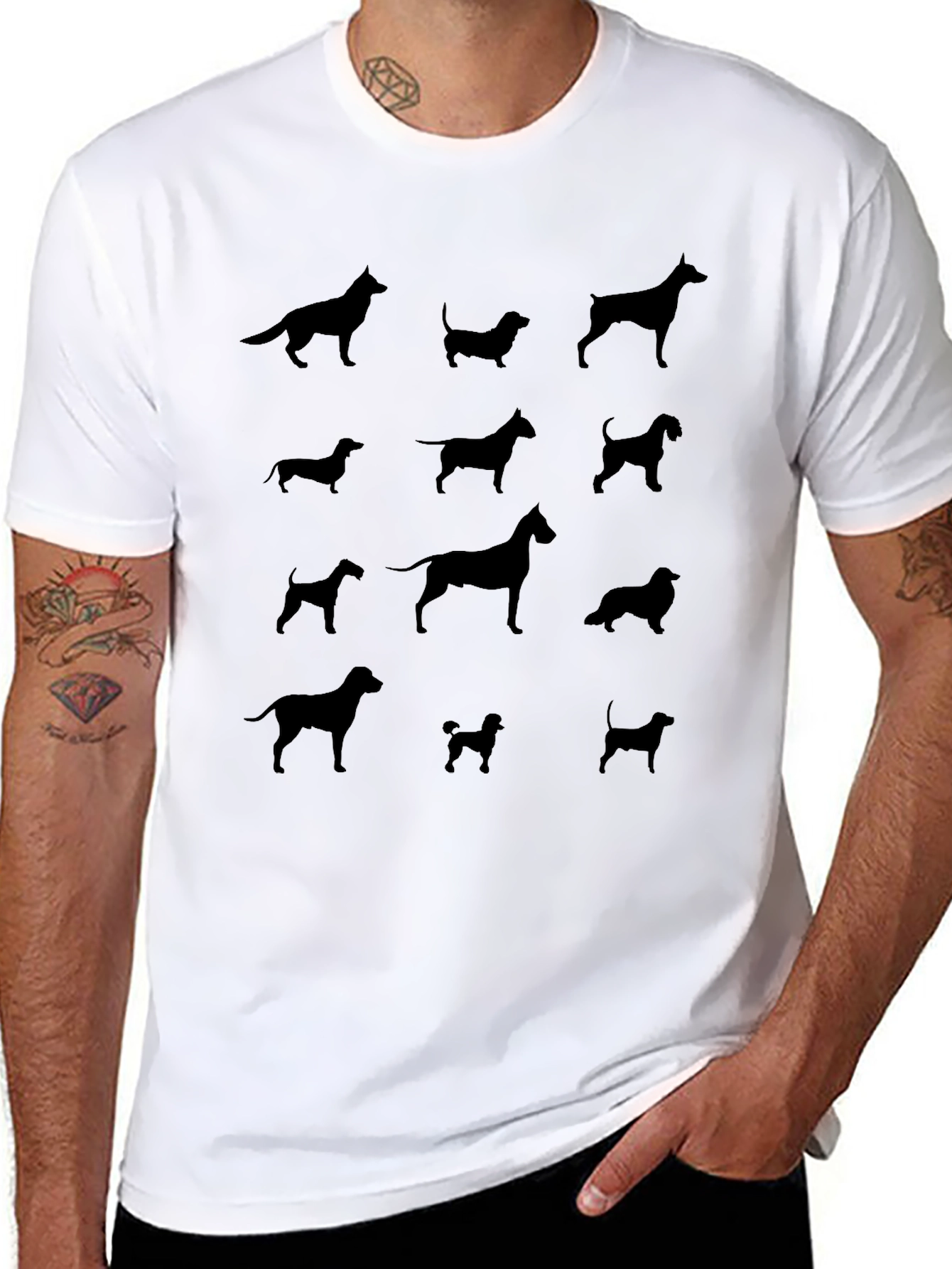 Dog Breed Silhouette T-Shirt - Black