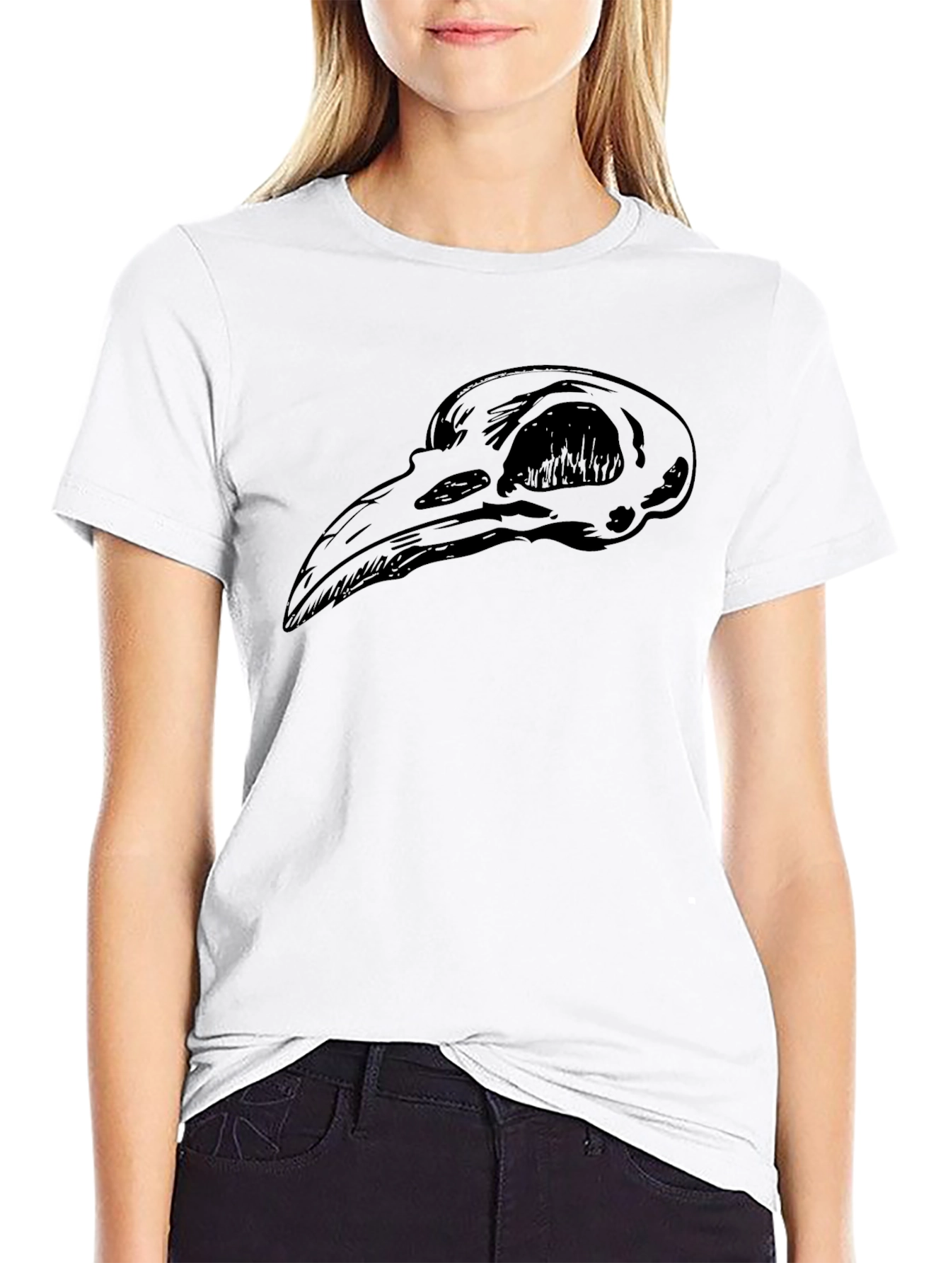 Raven Skull T-Shirt - Gothic Black Tee