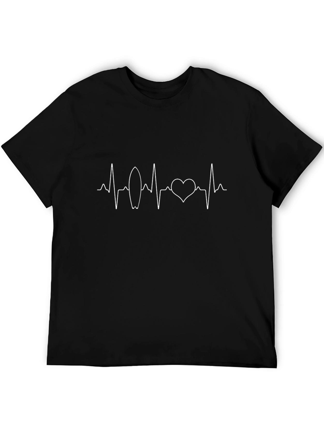 Surfing Heartbeat Graphic Tee - Black