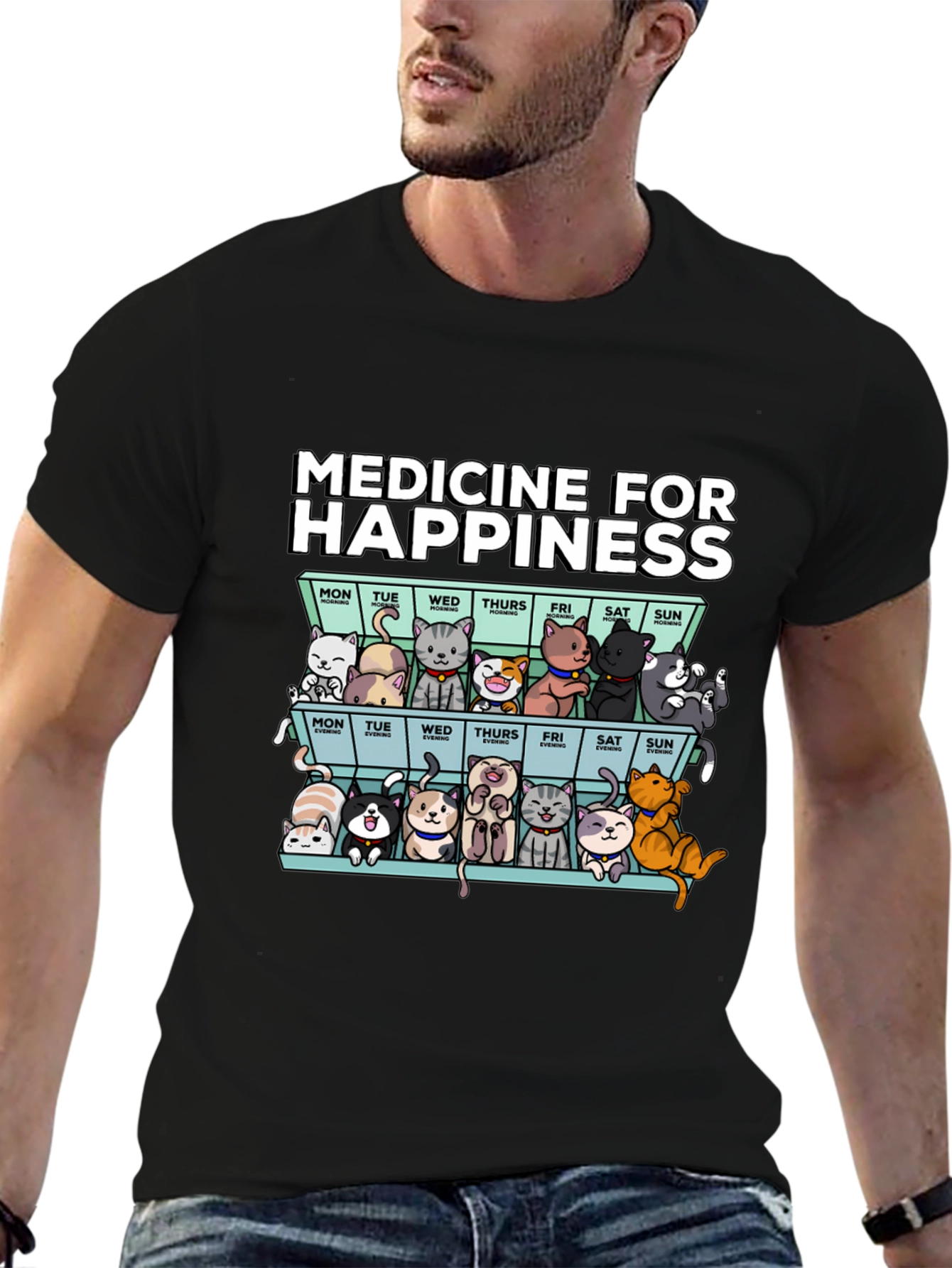 Medicine for Happiness Cat T-Shirt