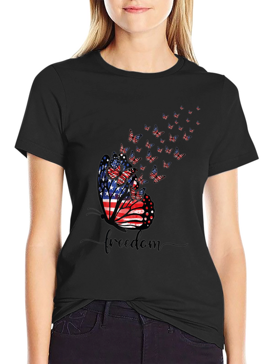 American Flag Butterfly Freedom Graphic T-Shirt