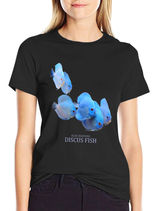 Blue Diamond Discus Fish Graphic T-Shirt