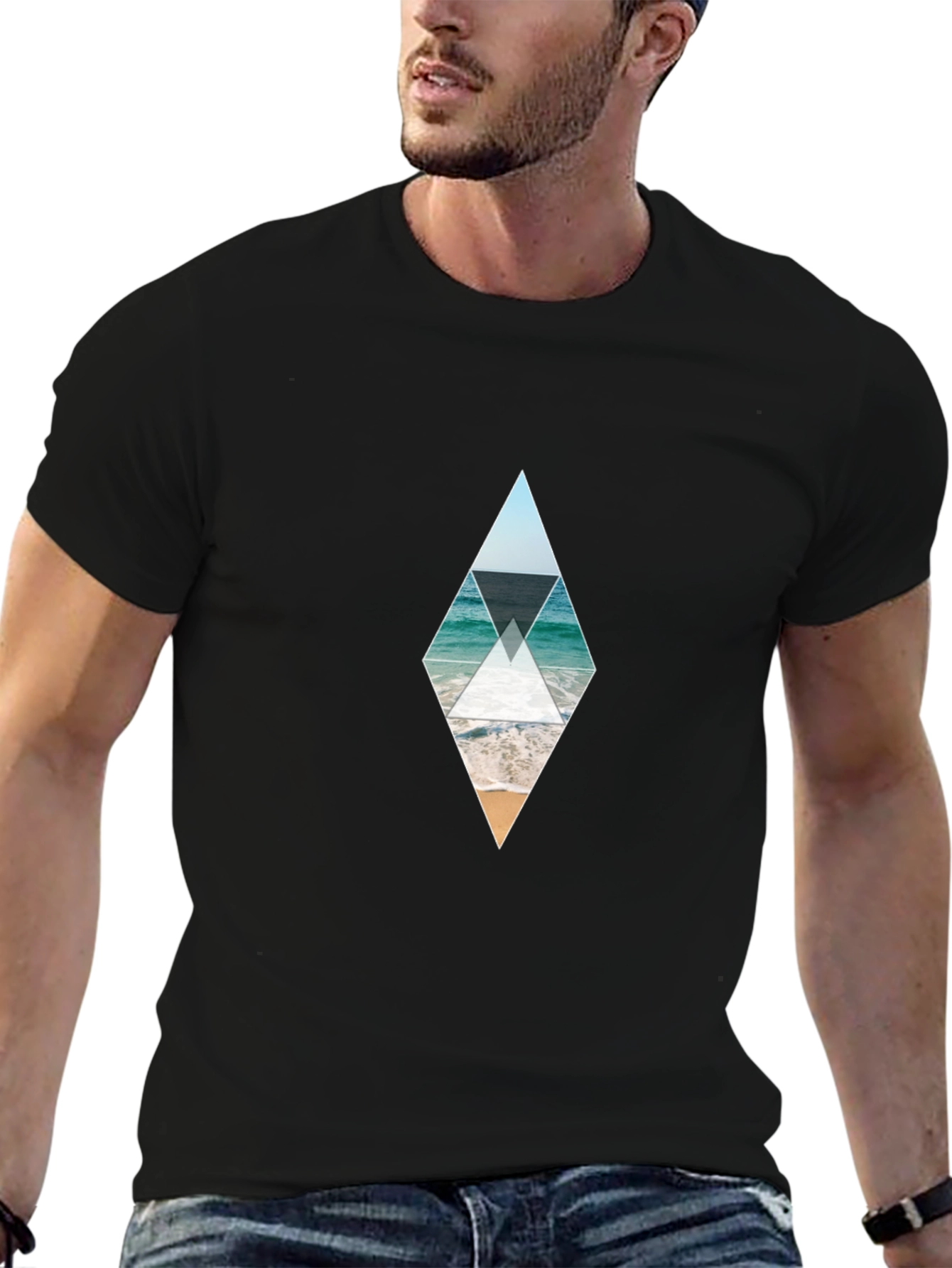 Ocean Beach Diamond Graphic Tee - Black
