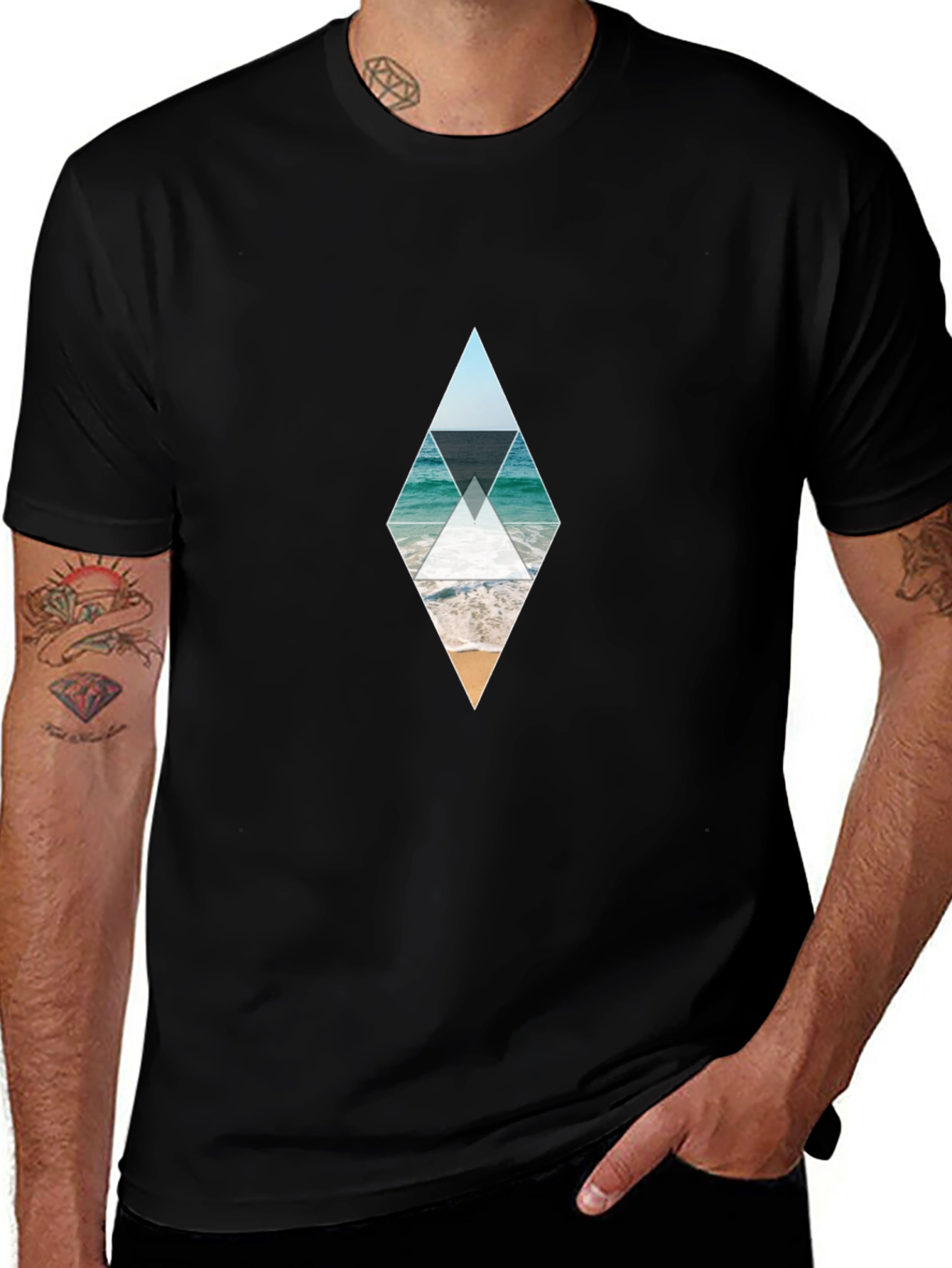 Ocean Beach Diamond Graphic Tee - Black