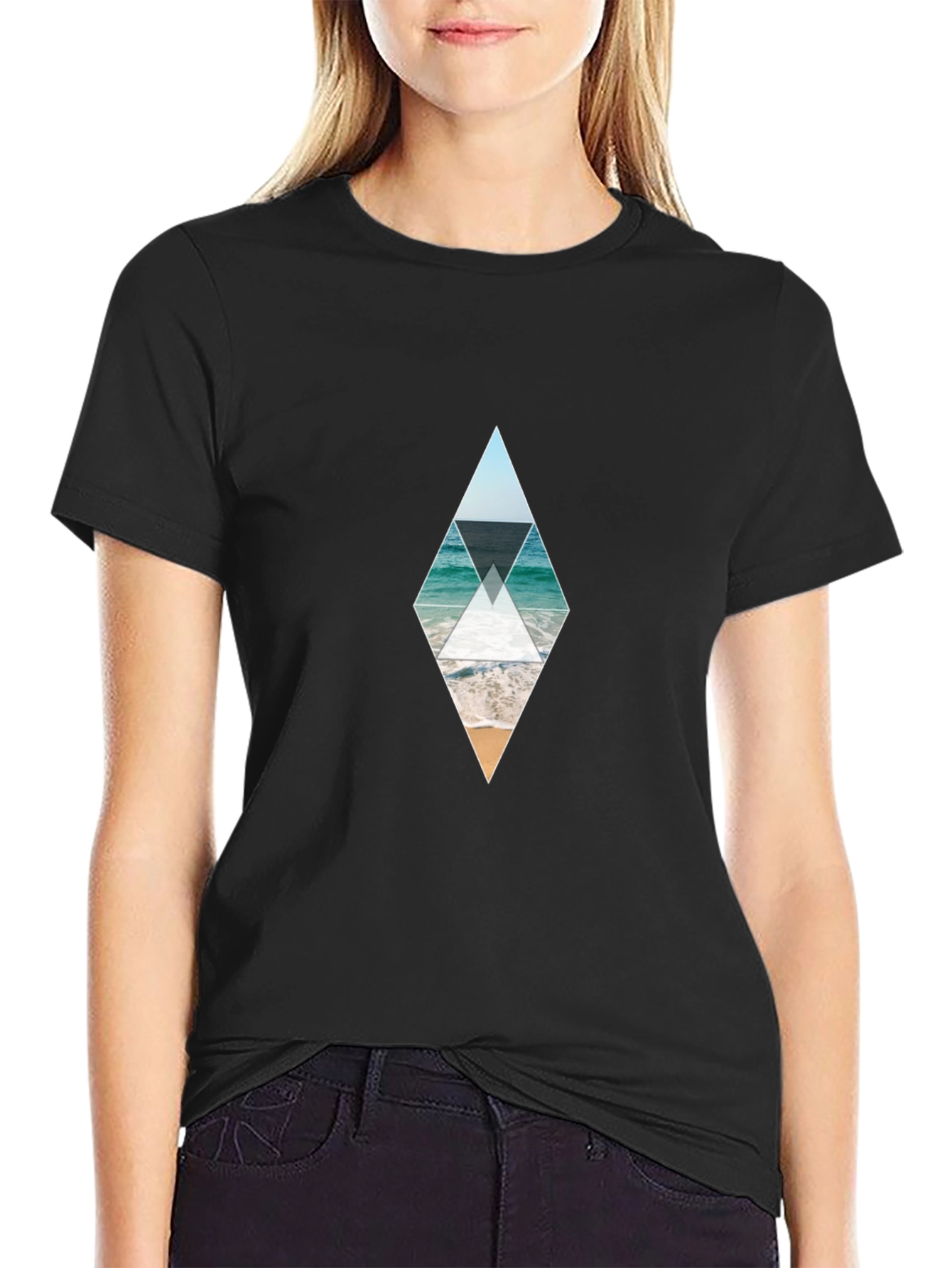 Ocean Beach Diamond Graphic Tee - Black