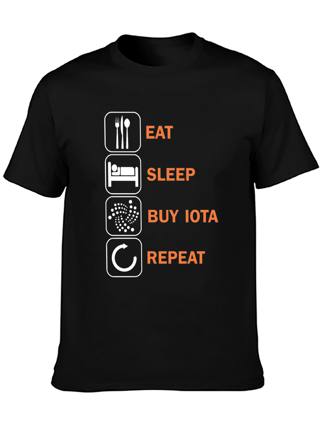 Eat Sleep Buy IOTA Repeat Black Graphic Tee