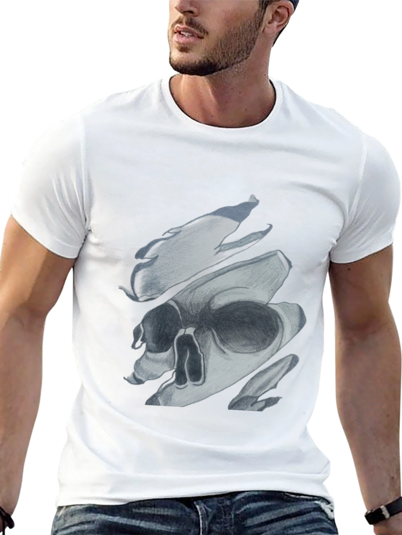 Edgy Skull Graphic Print Black T-Shirt