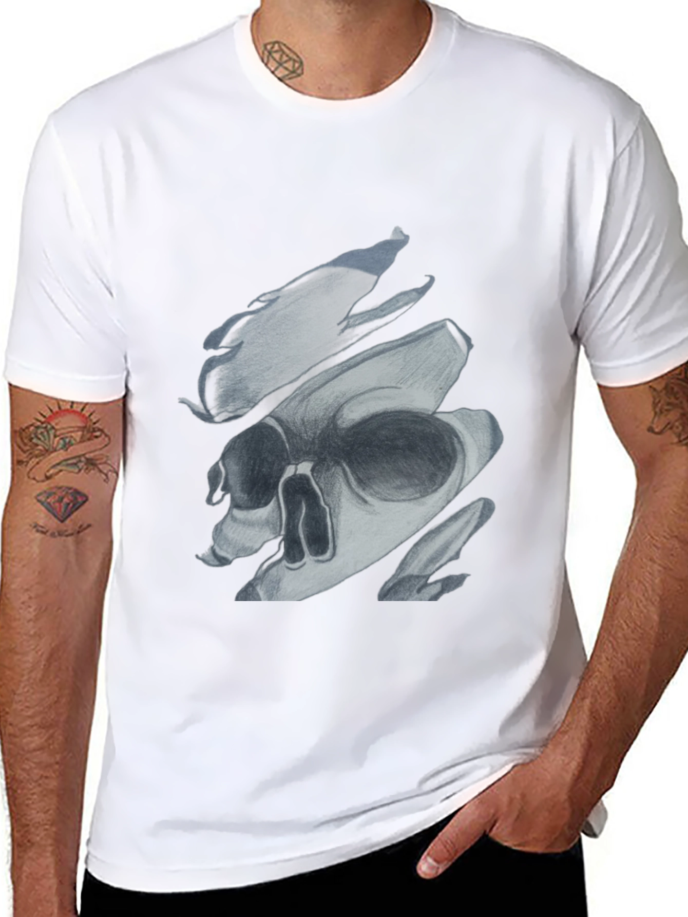Edgy Skull Graphic Print Black T-Shirt