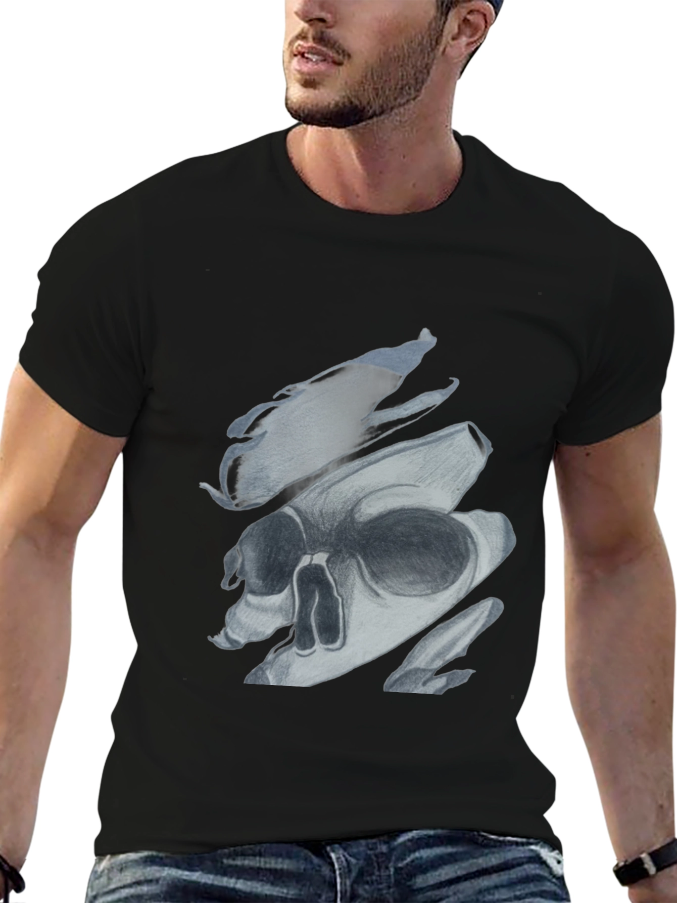 Edgy Skull Graphic Print Black T-Shirt