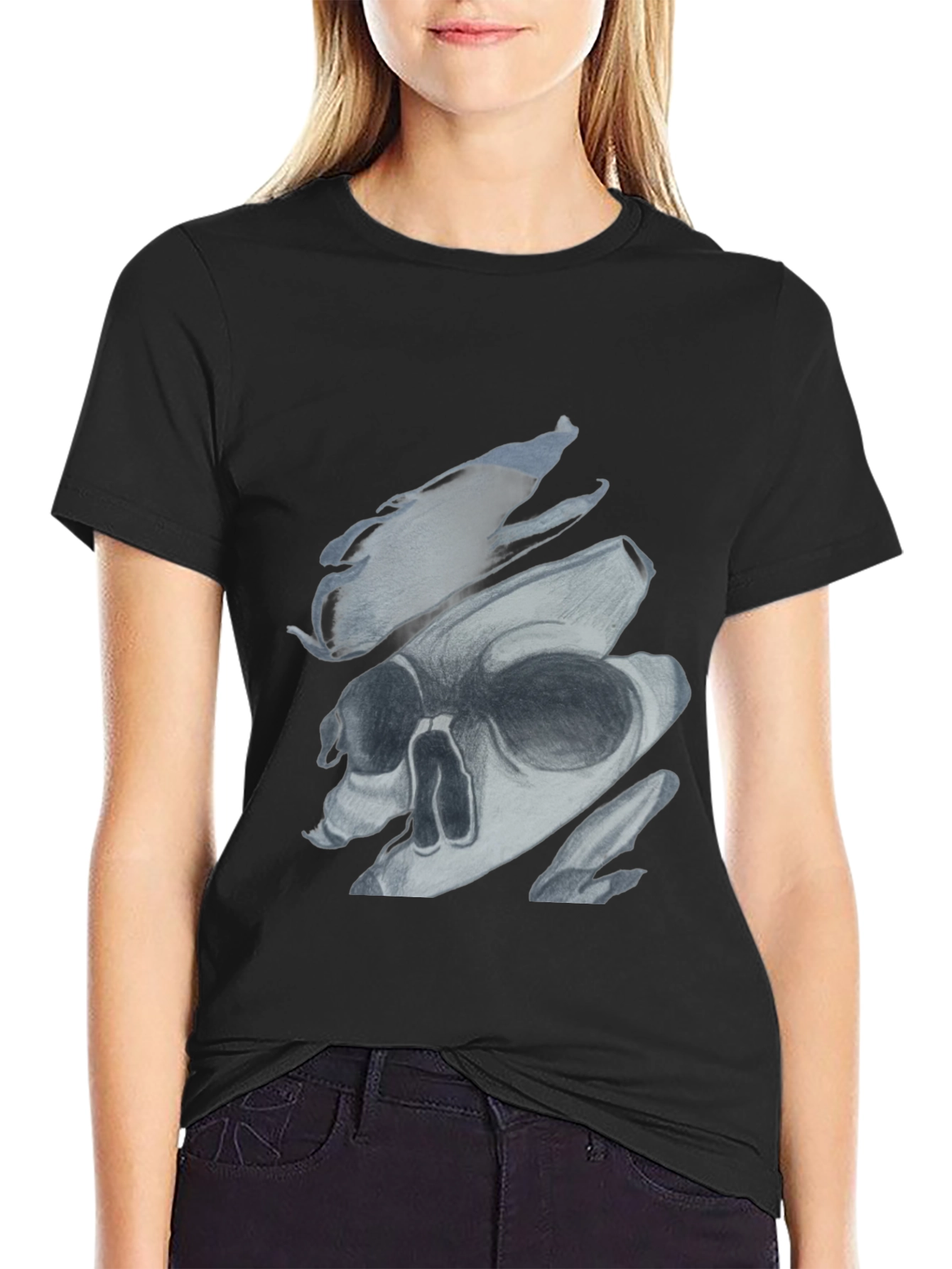 Edgy Skull Graphic Print Black T-Shirt