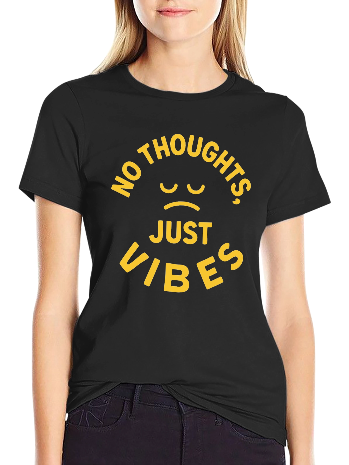 No Thoughts Just Vibes Black T-Shirt
