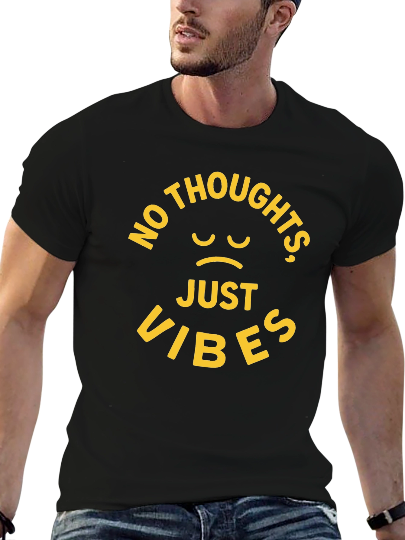No Thoughts Just Vibes Black T-Shirt