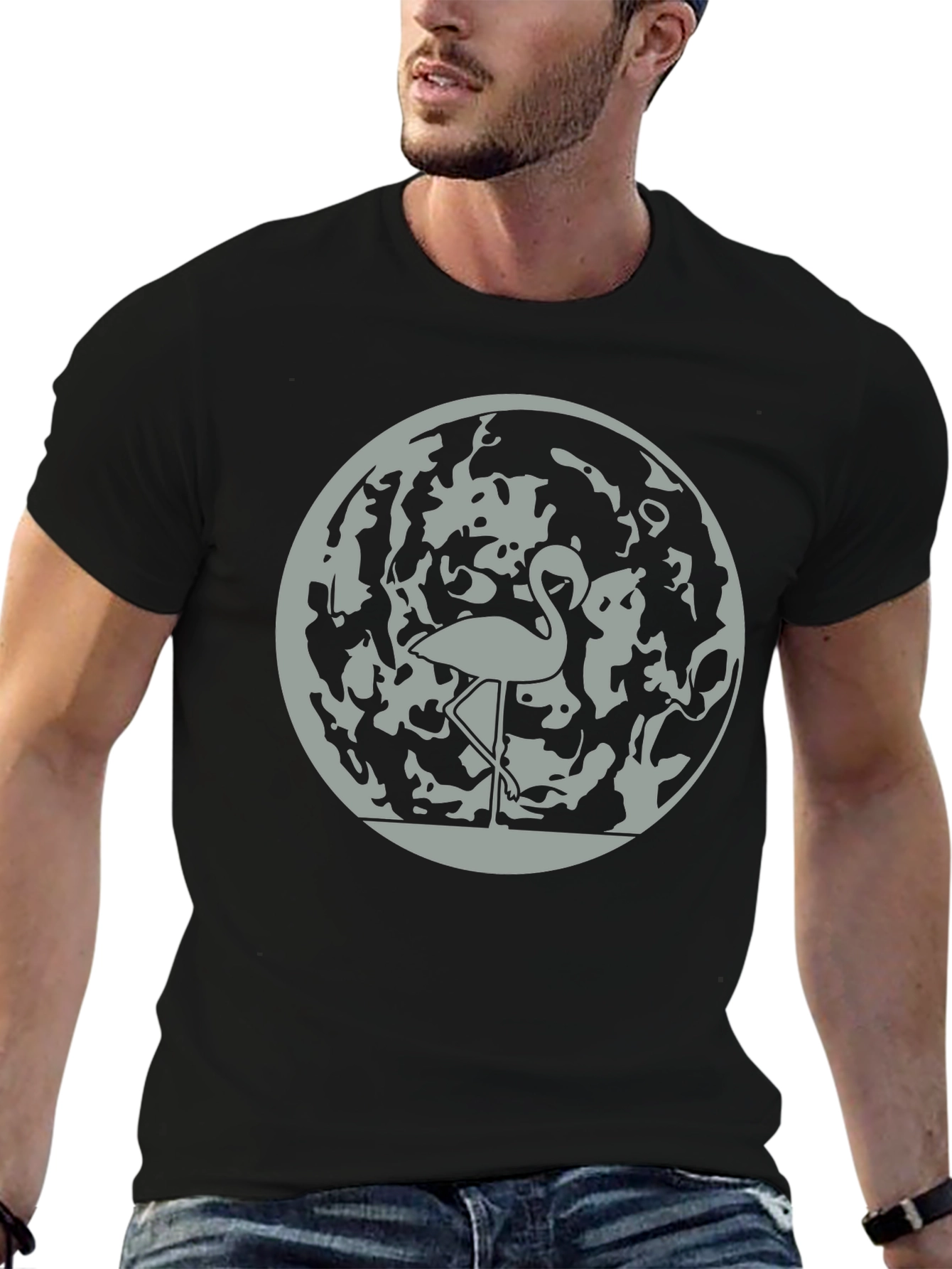 Flamingo Moon Graphic Tee - Stylish Mens T-Shirt