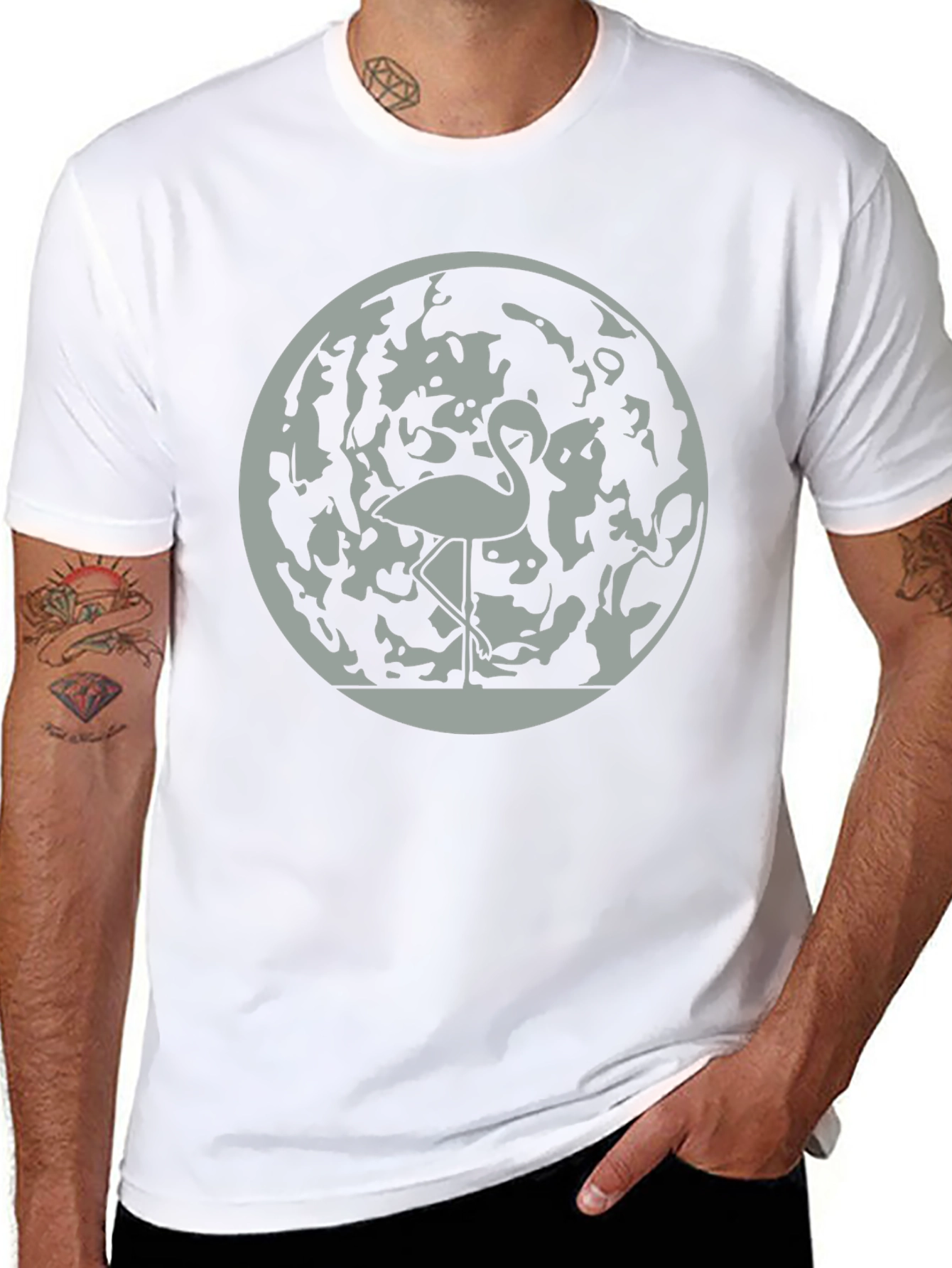 Flamingo Moon Graphic Tee - Stylish Mens T-Shirt
