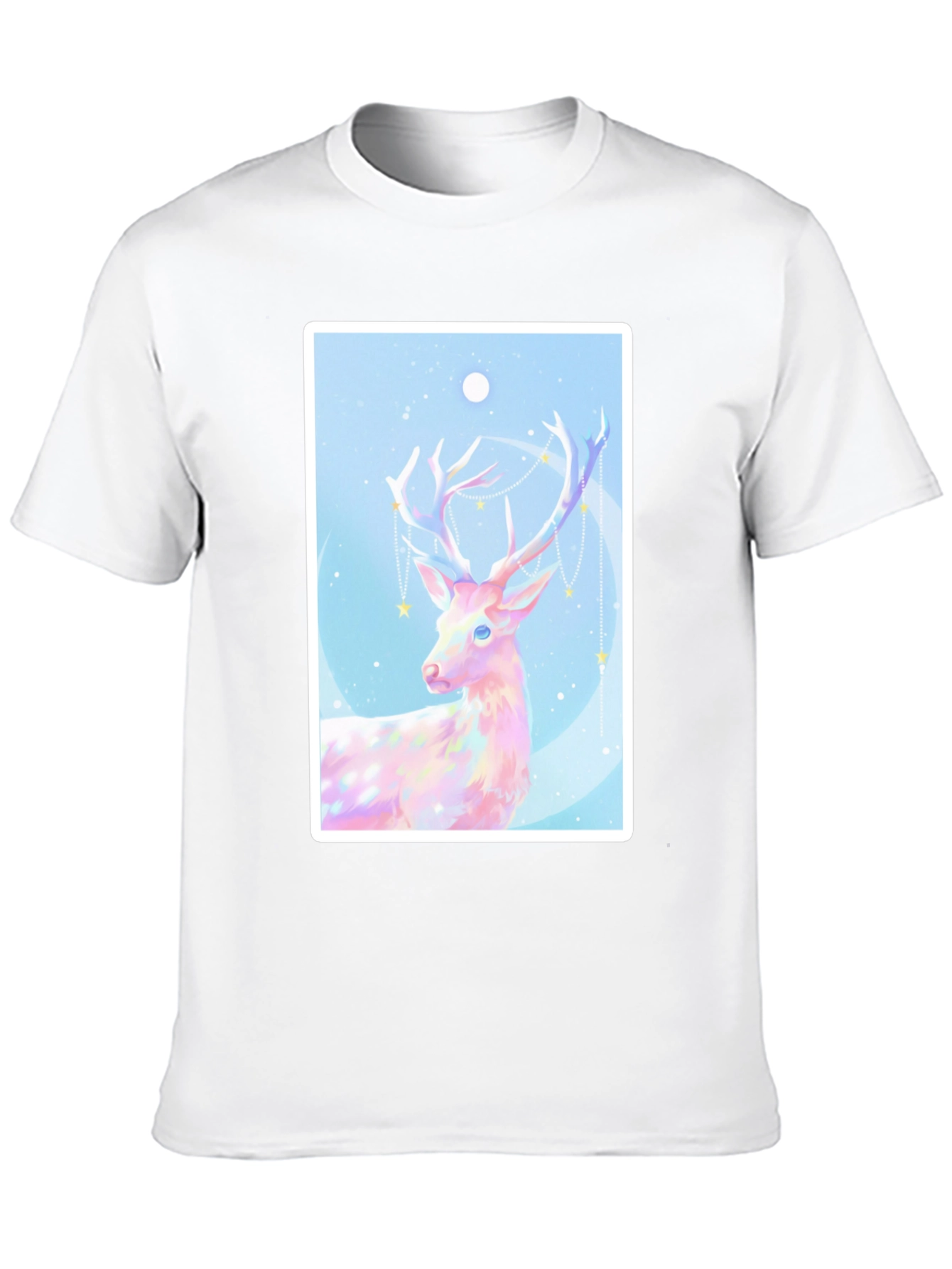Mystical Deer Graphic Tee - Black Cotton Blend