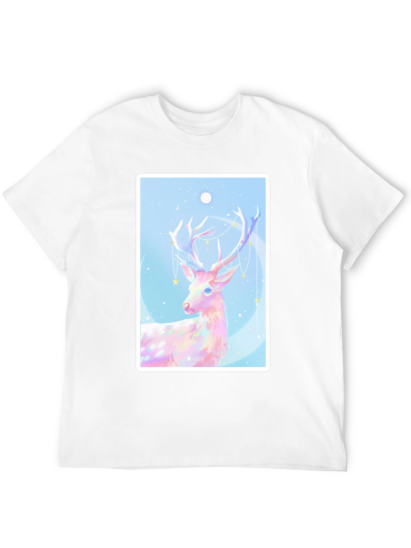 Mystical Deer Graphic Tee - Black Cotton Blend