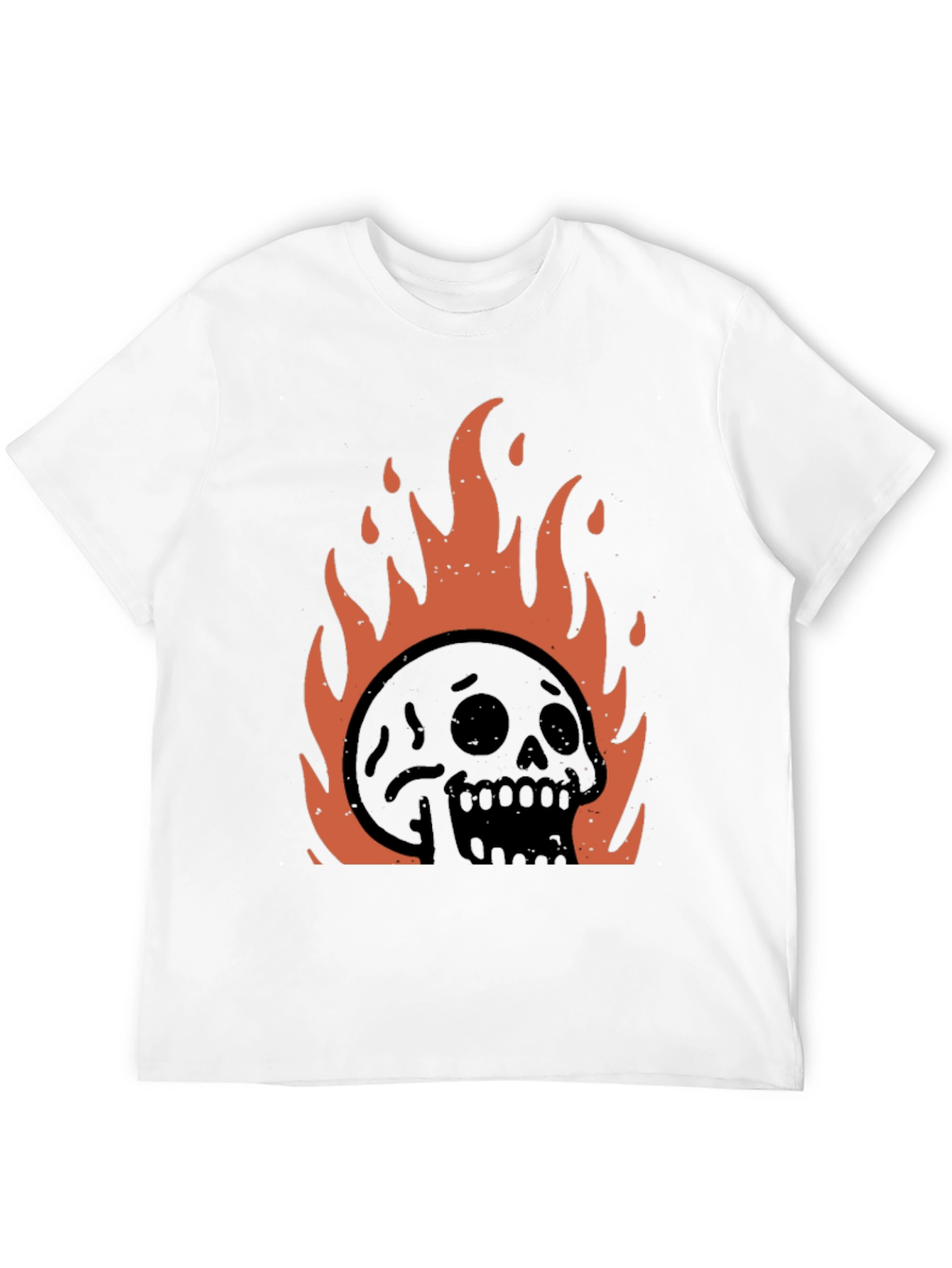 Fiery Skull Graphic Tee - Black Cotton T-Shirt