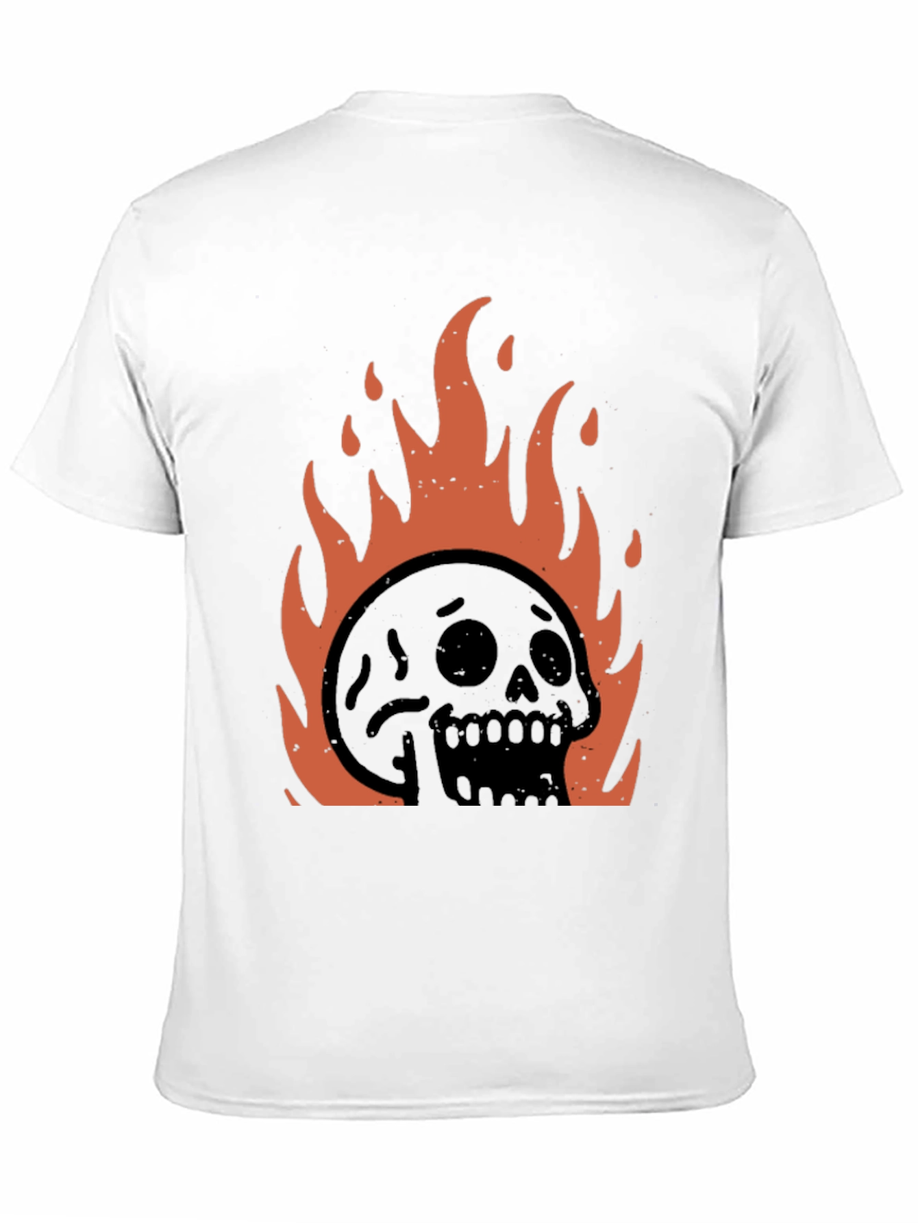 Fiery Skull Graphic Tee - Black Cotton T-Shirt