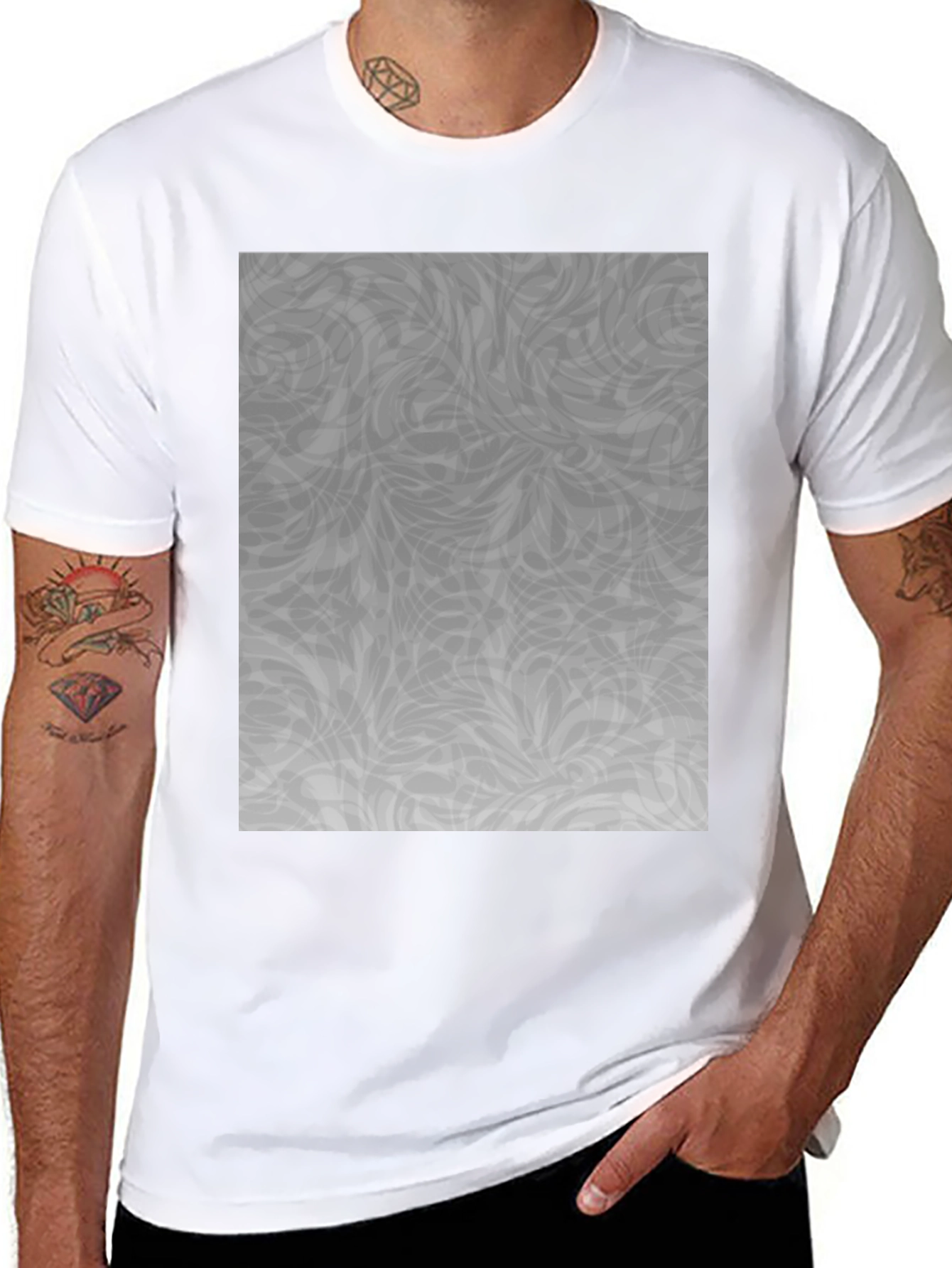 Abstract Grey Pattern Black Tee