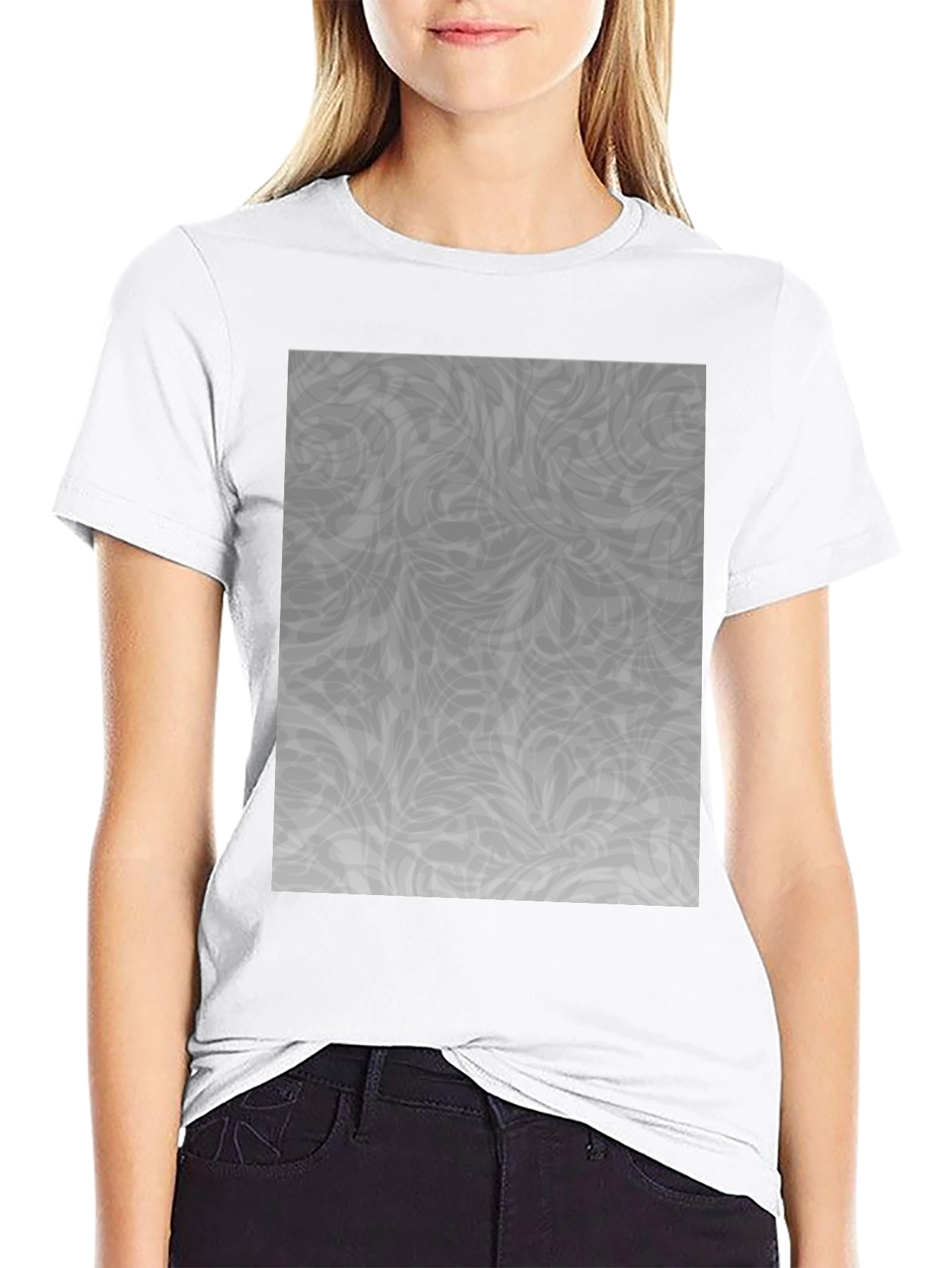 Abstract Grey Pattern Black Tee