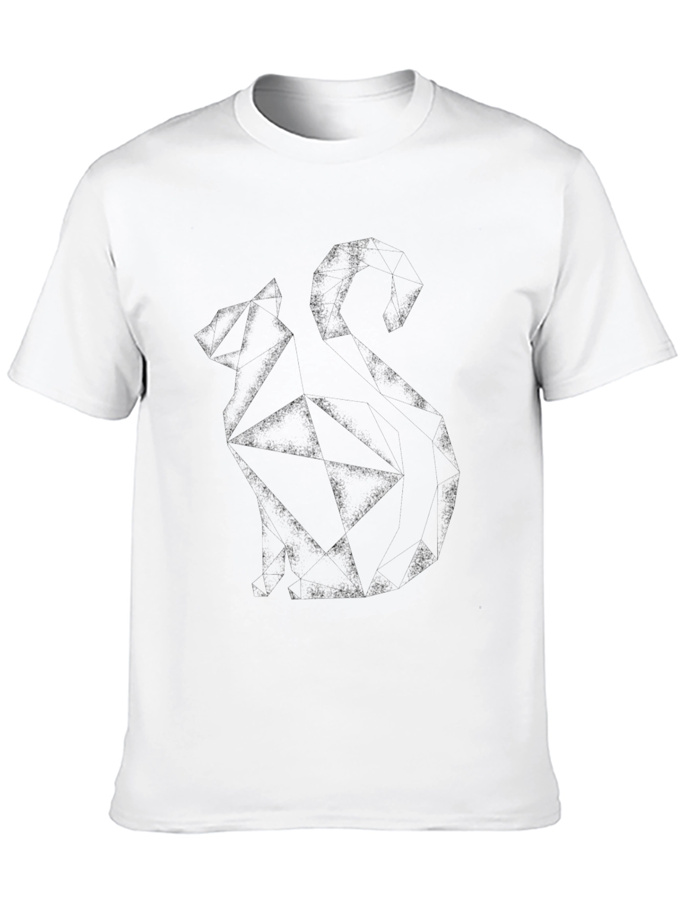 Geometric Cat Graphic Tee - Modern Style