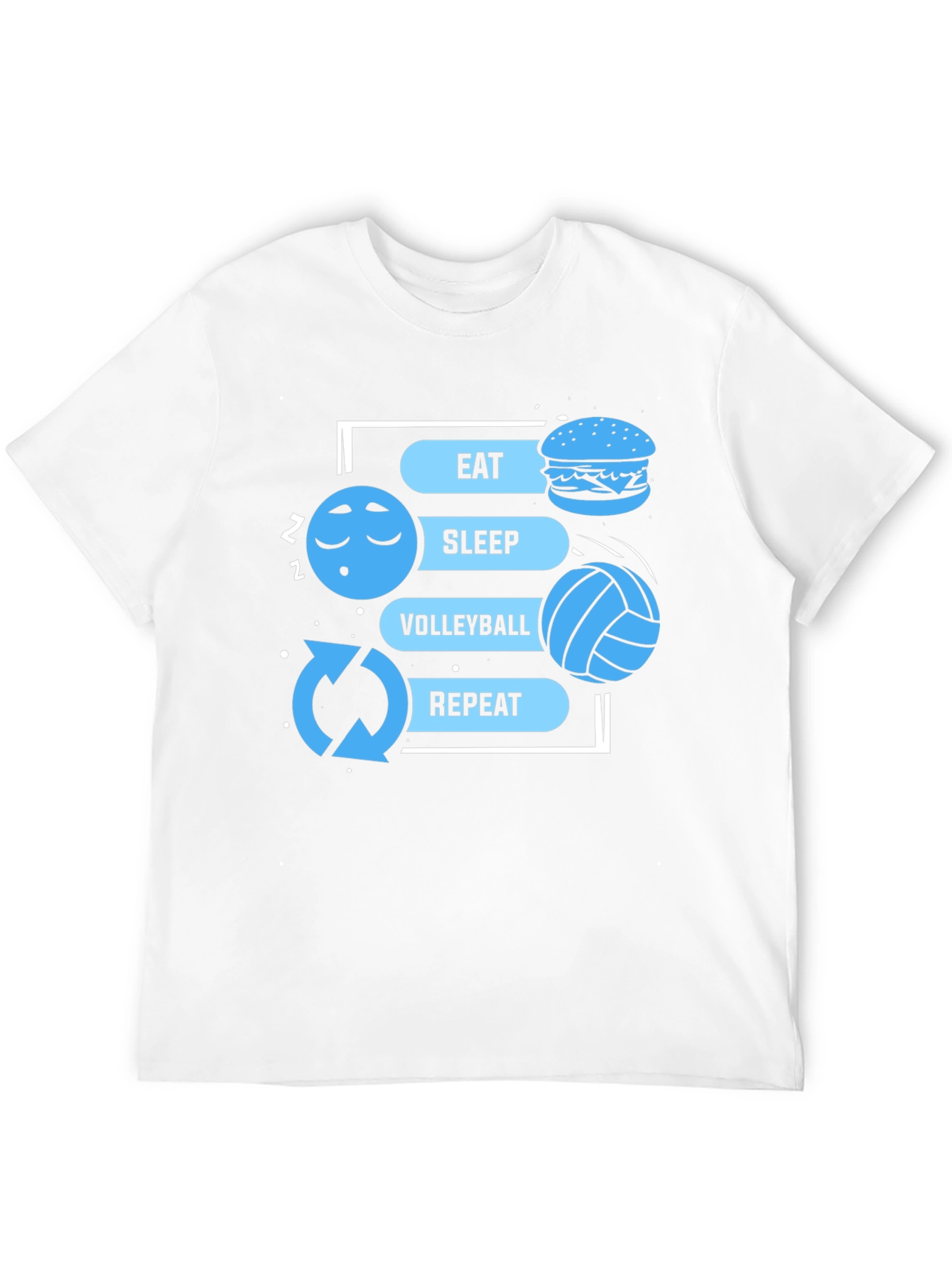 Eat Sleep Volleyball Repeat Black Graphic T-Shirt